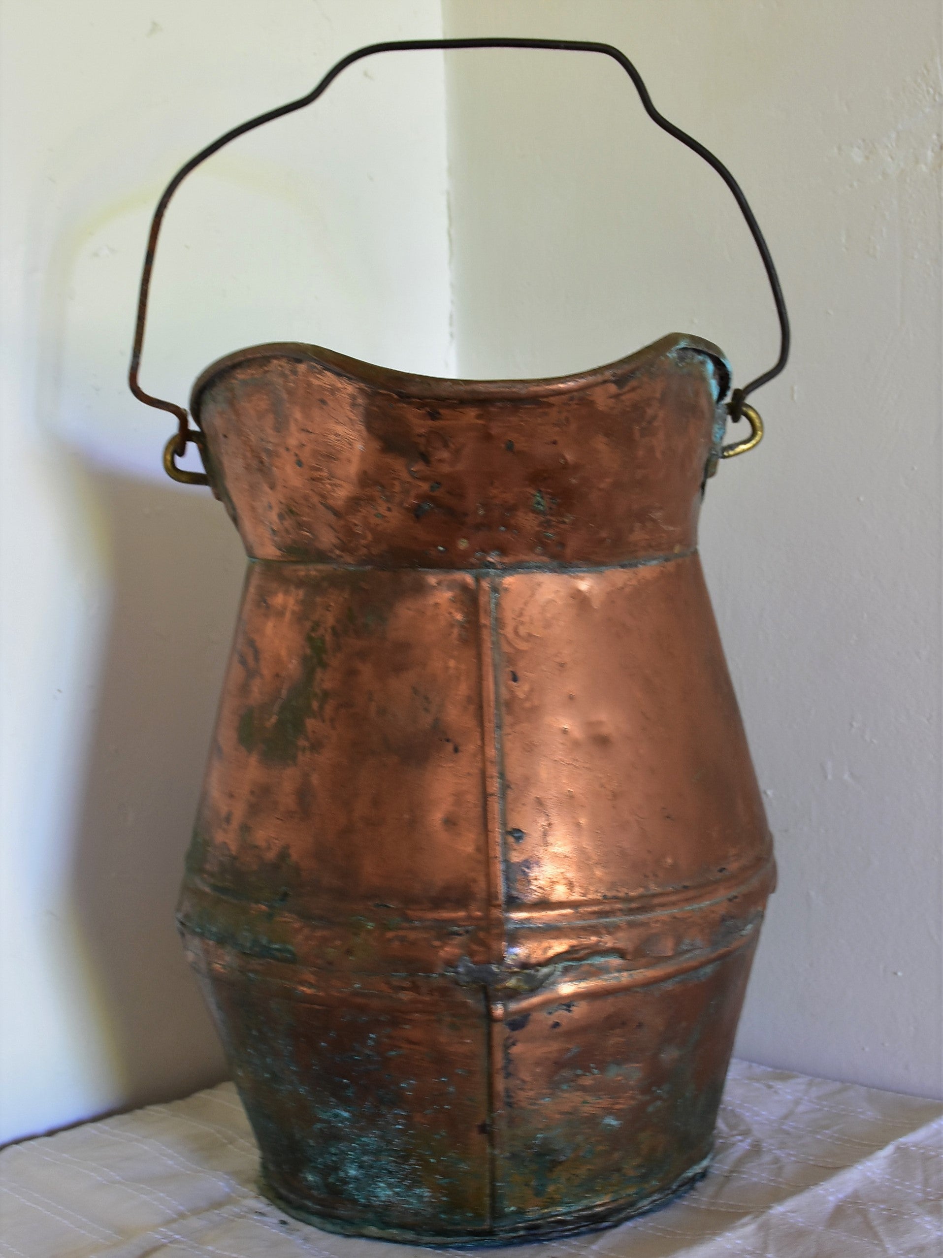 Antique French copper watering can / water pitcher