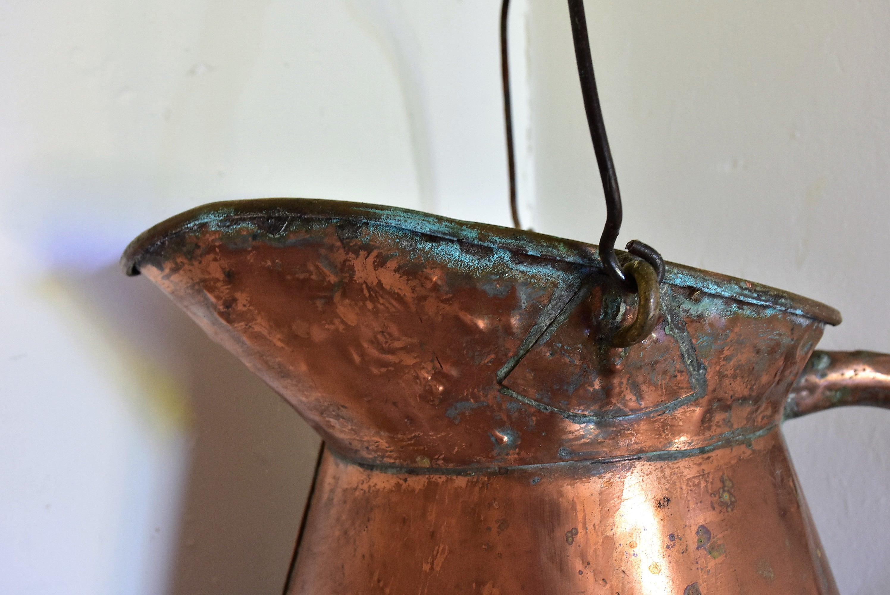 Antique French copper watering can / water pitcher