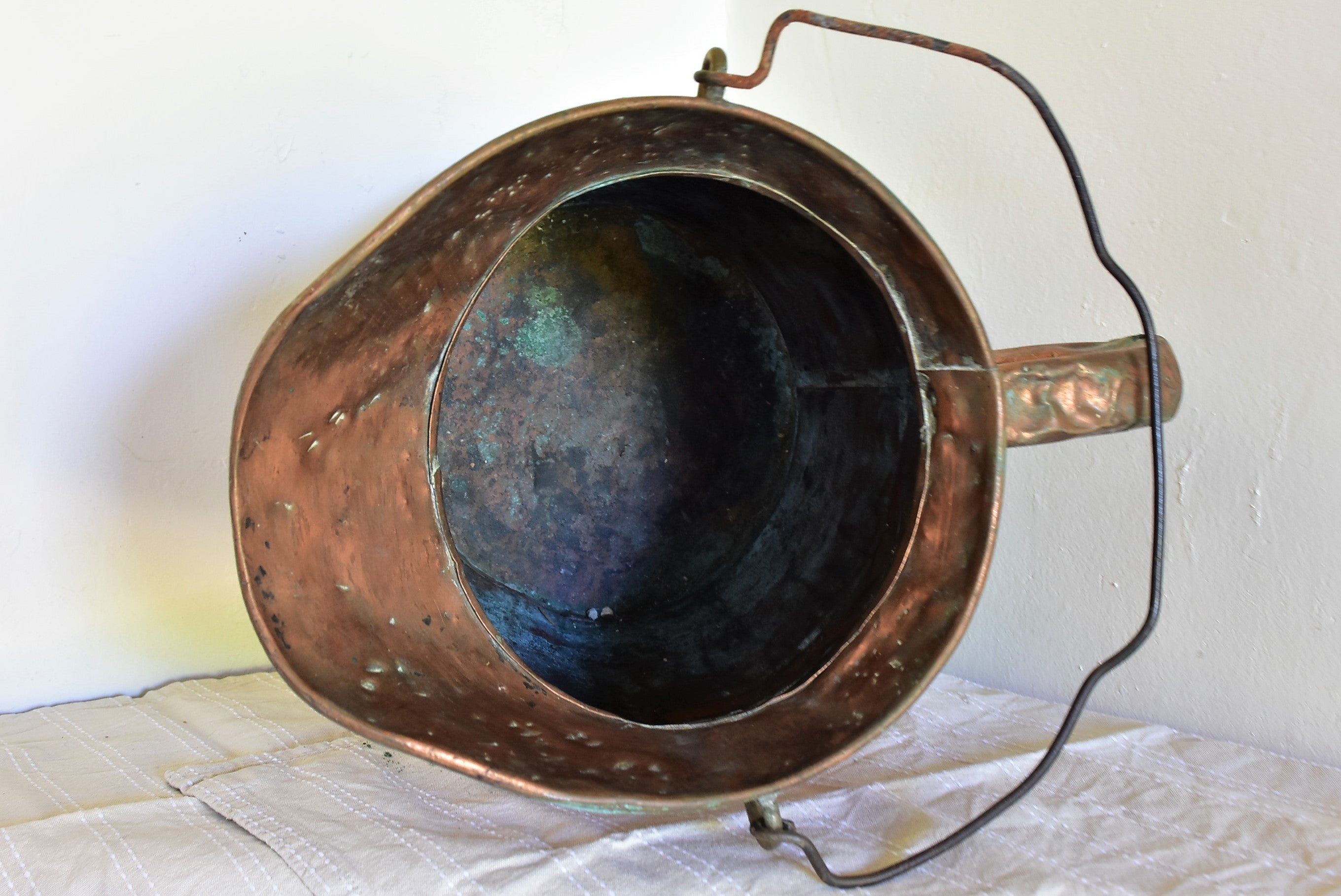 Antique French copper watering can / water pitcher