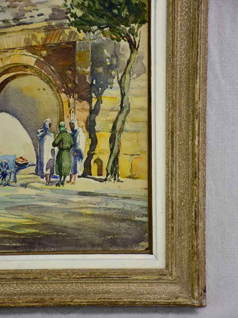 Early 20th Century watercolor - Street vendor and an arch stone wall 22" x 17"