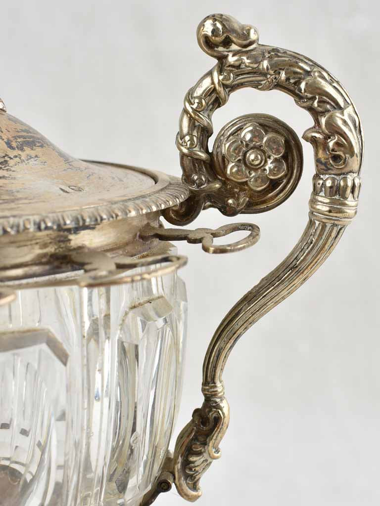 Aged crystal confiturier with spoons