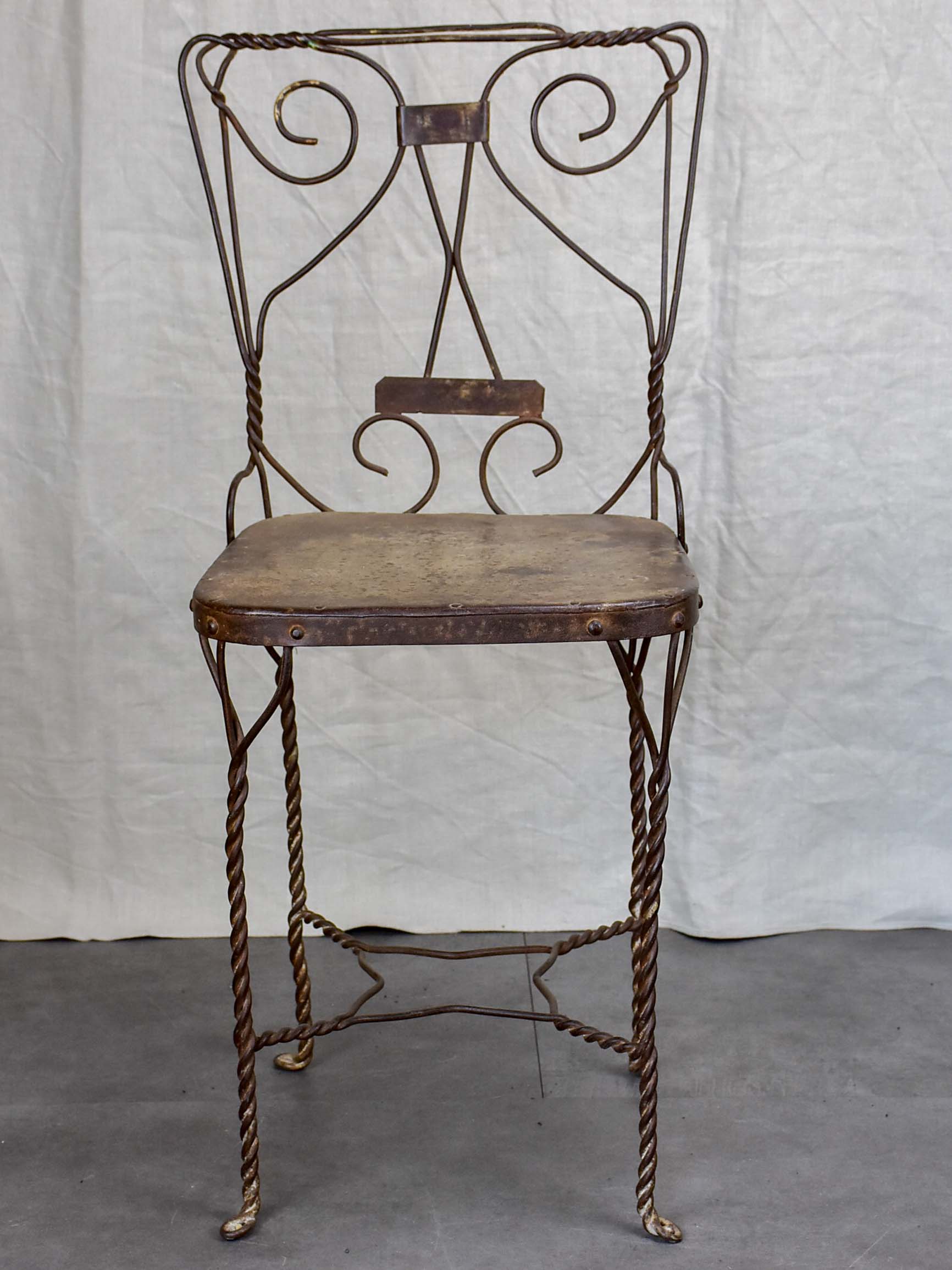 Antique French iron garden chair