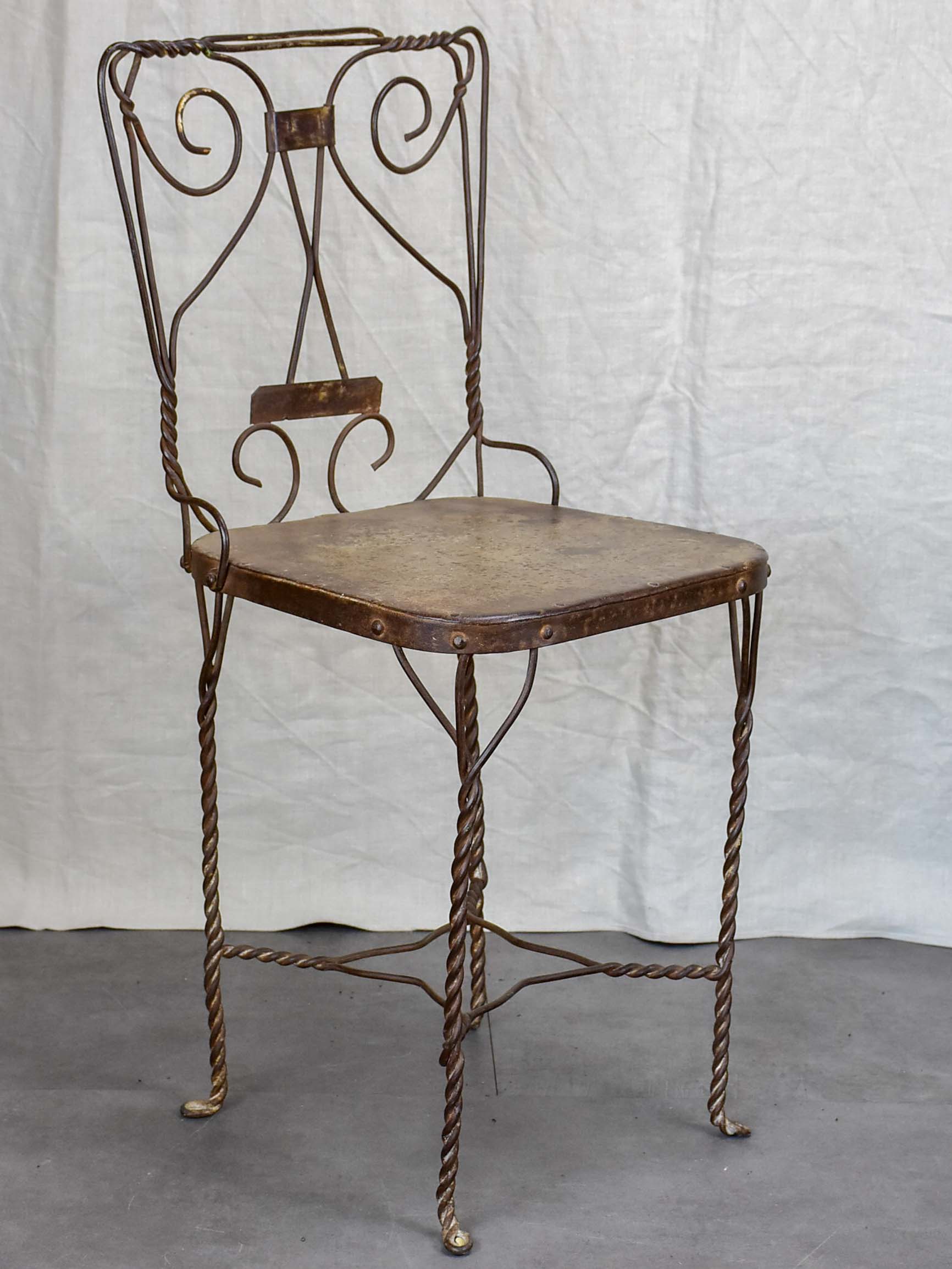 Antique French iron garden chair