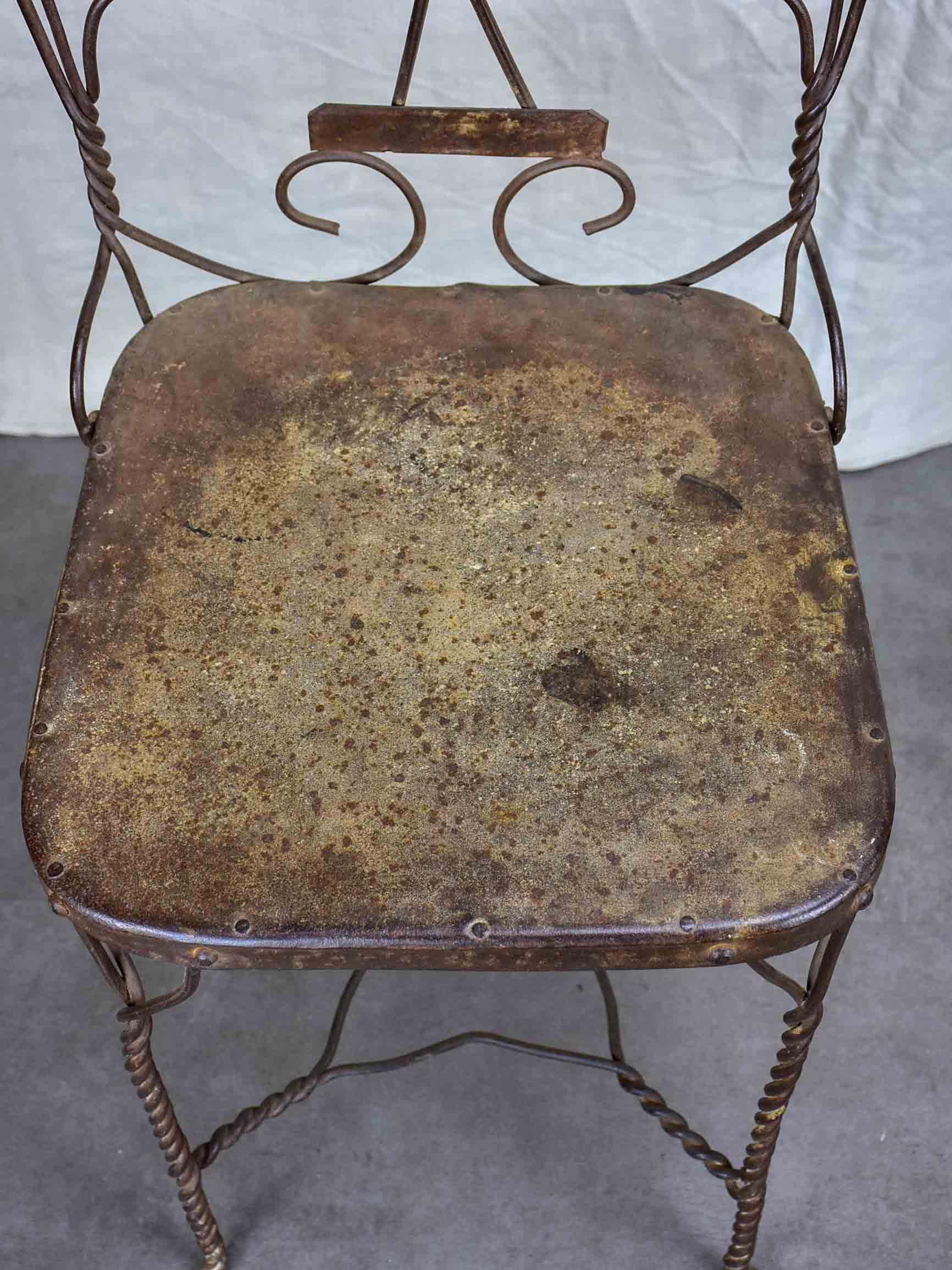 Antique French iron garden chair