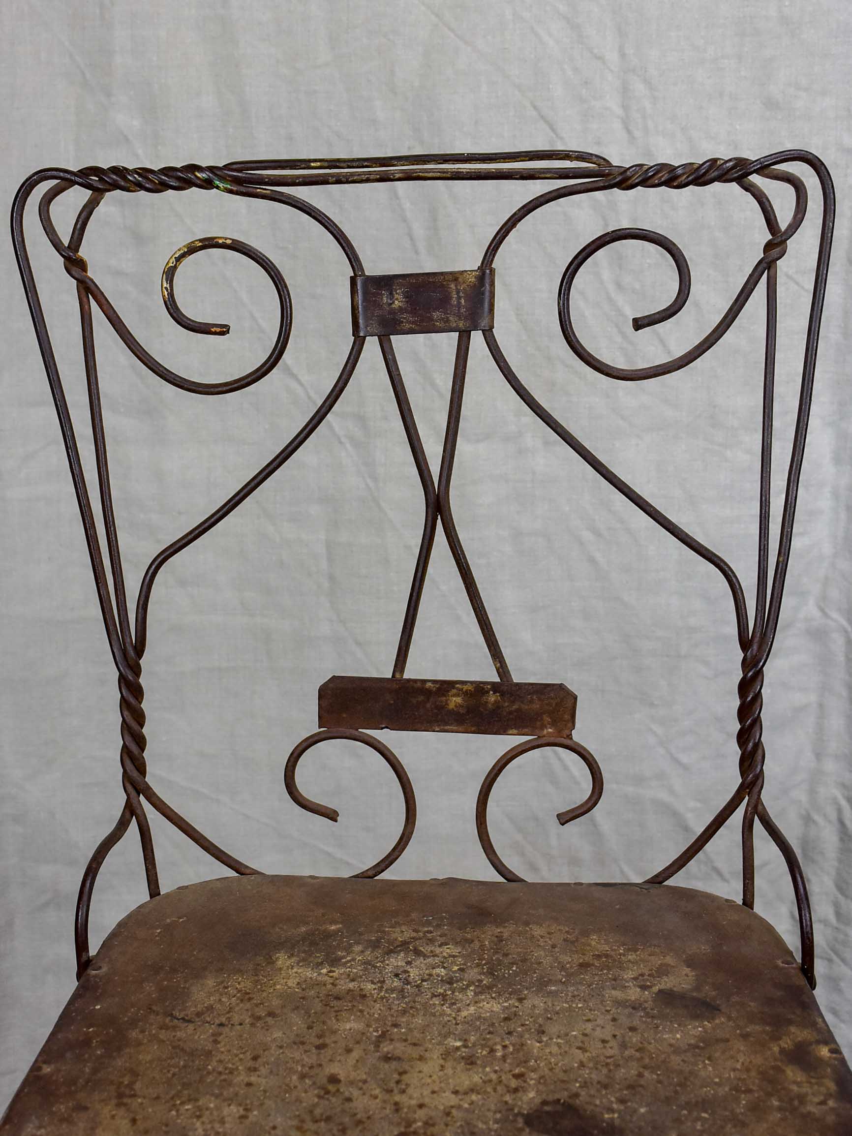 Antique French iron garden chair