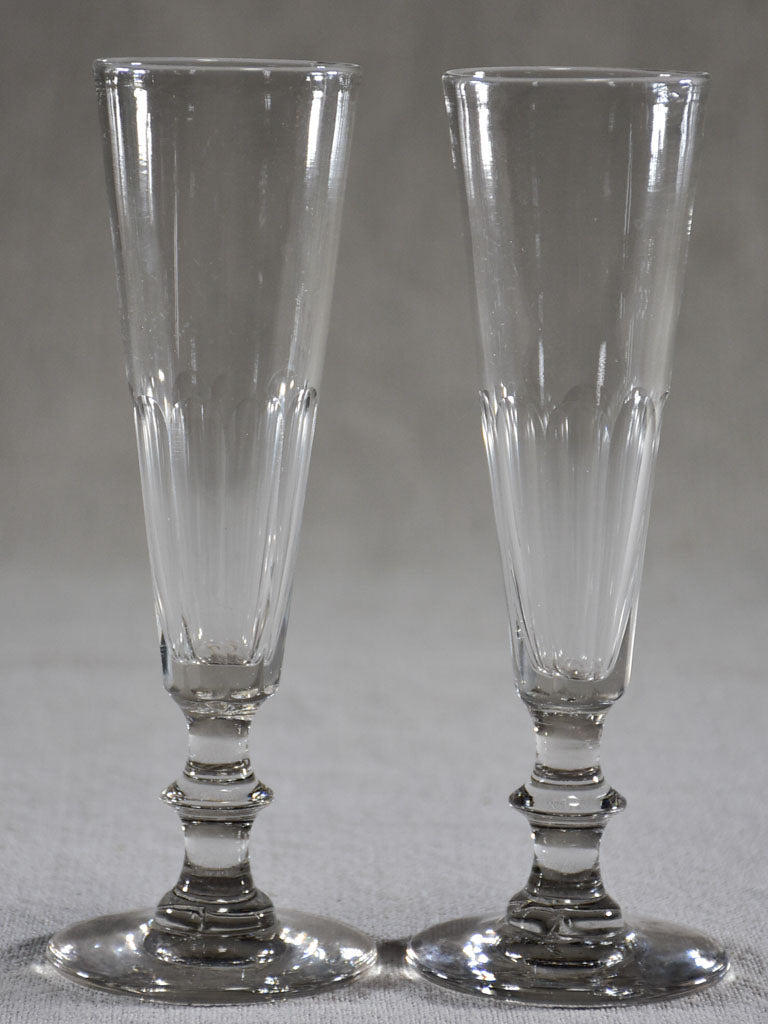 Set of six slender champagne flutes from the 1930's