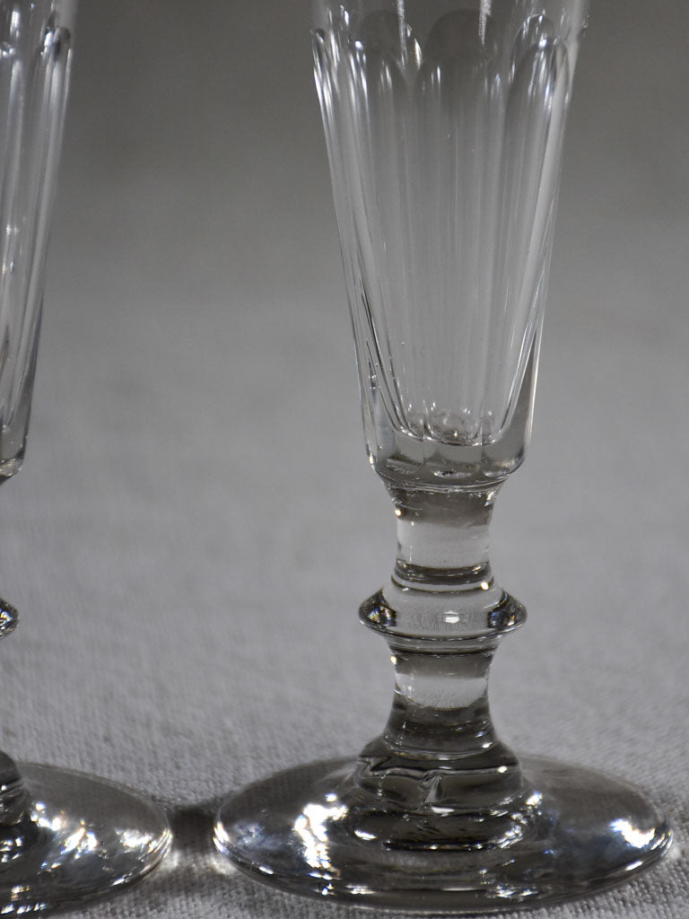 Set of six slender champagne flutes from the 1930's