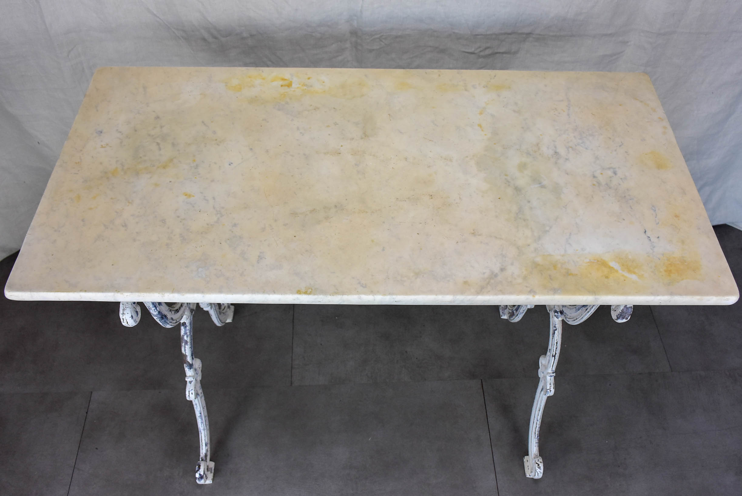 Antique French marble bistro table - rectangular