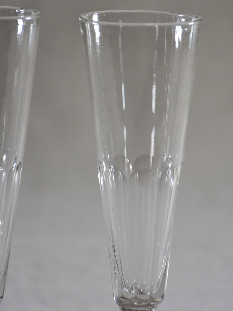 Set of six slender champagne flutes from the 1930's