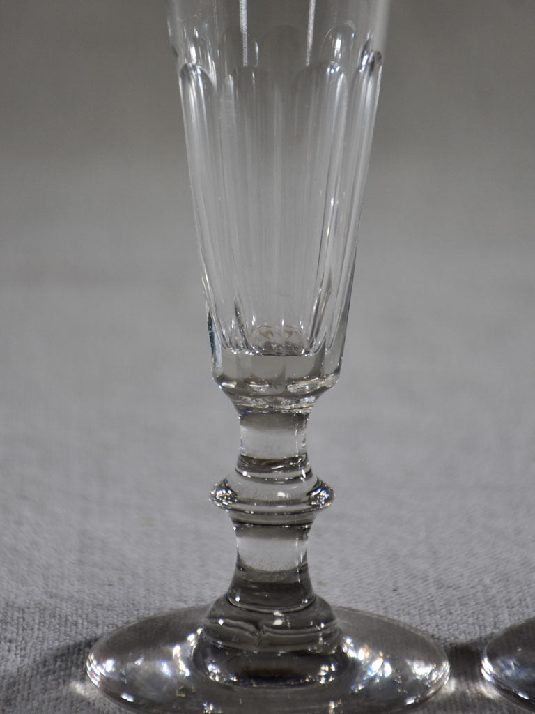 Set of six slender champagne flutes from the 1930's