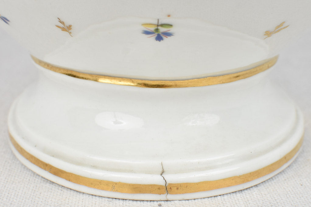 18th century soup tureen gold green & blue flowers