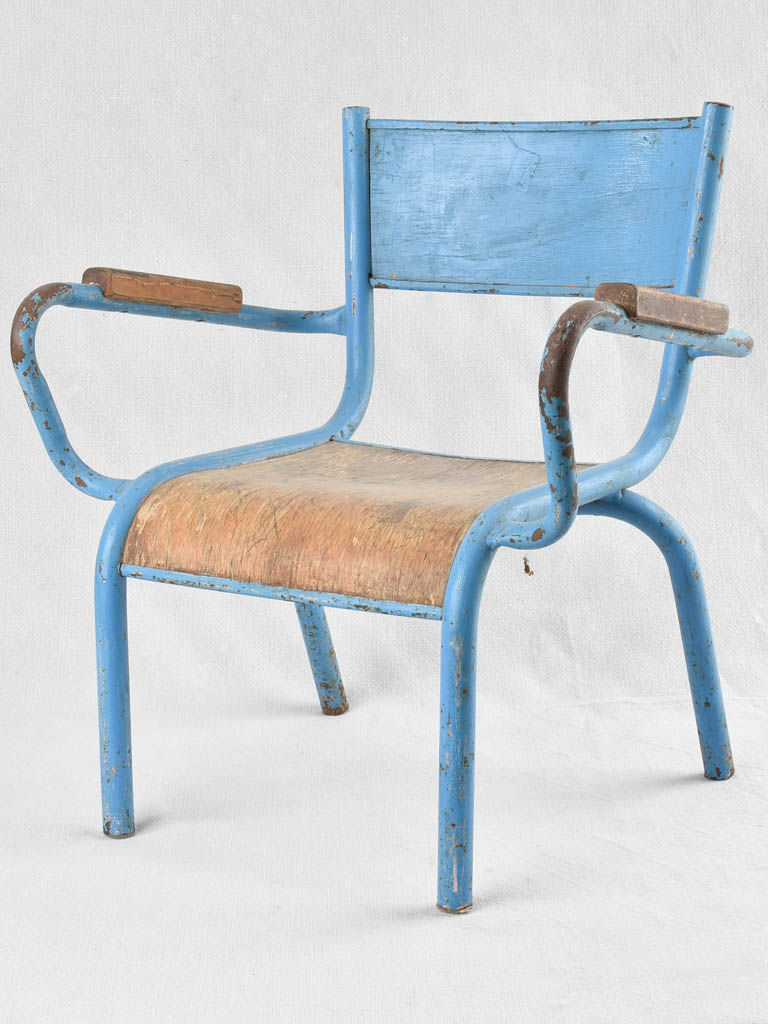 Vintage children's armchair with blue patina