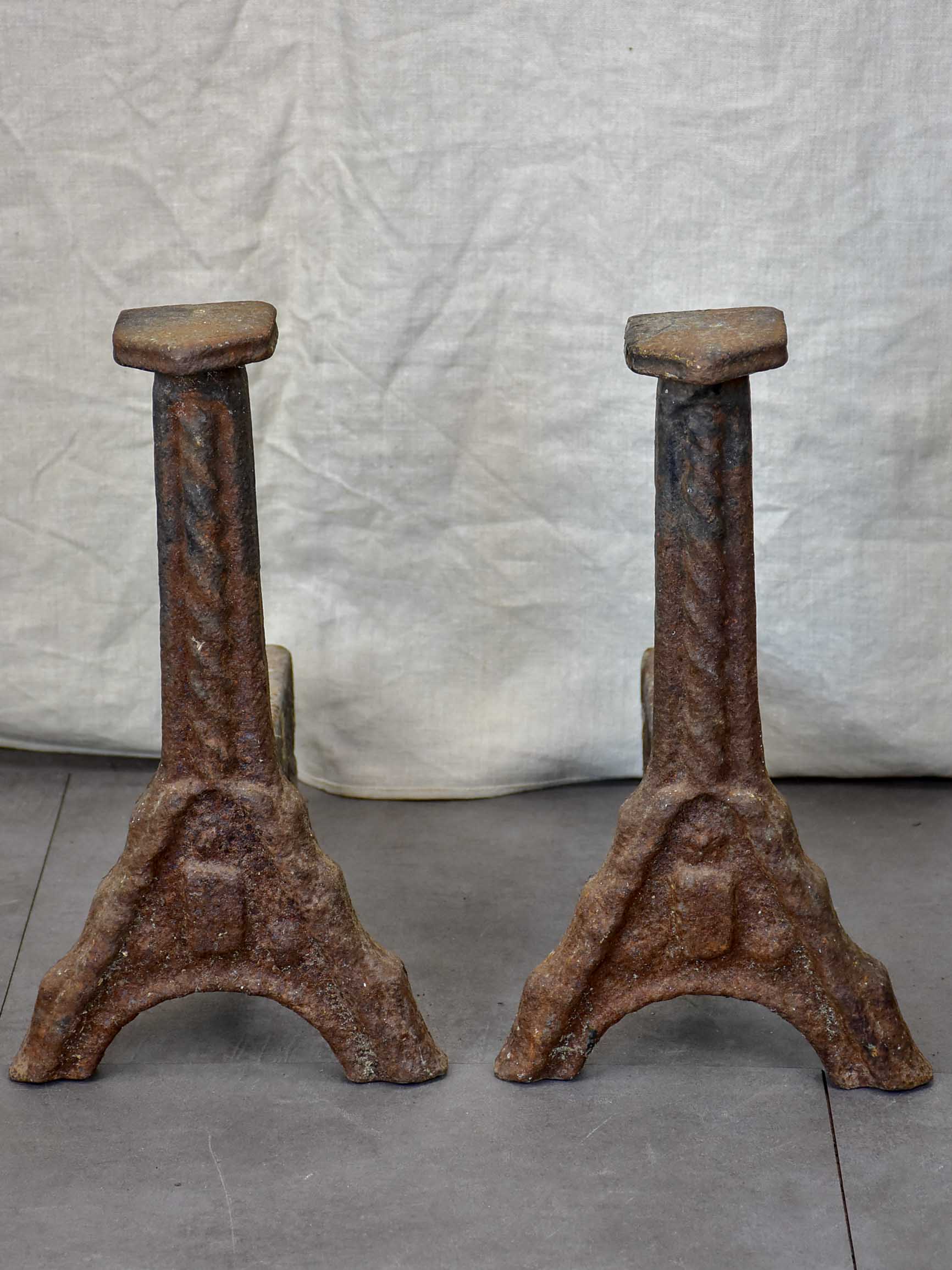 Pair of antique French fireplace andirons