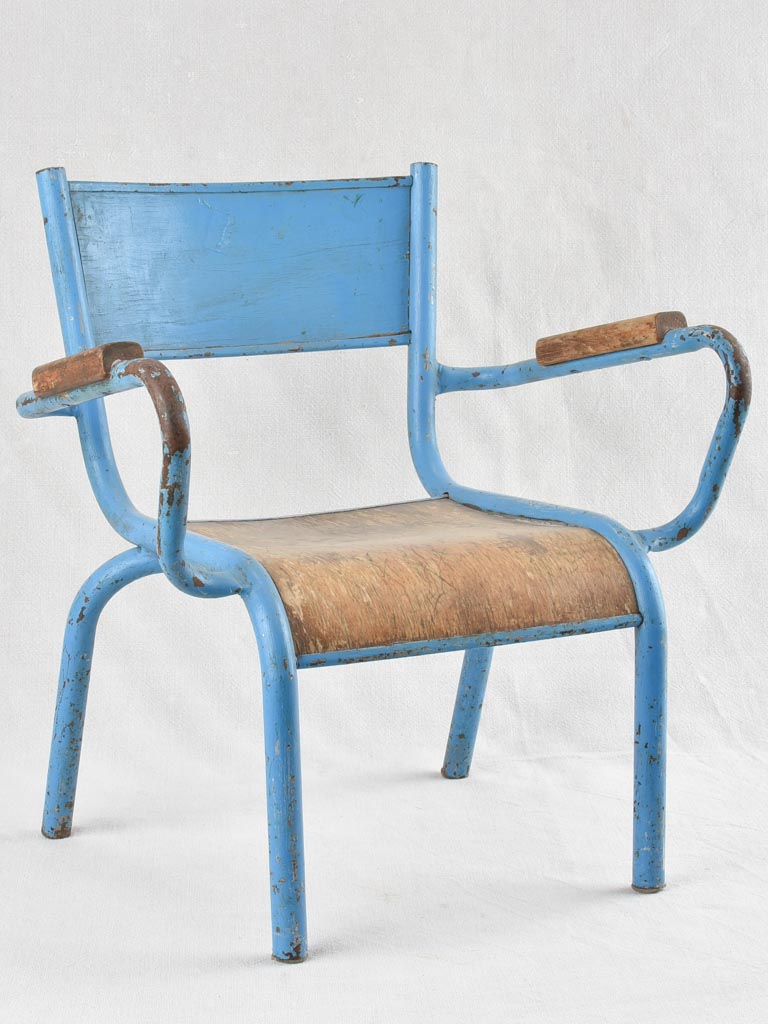 Vintage children's armchair with blue patina