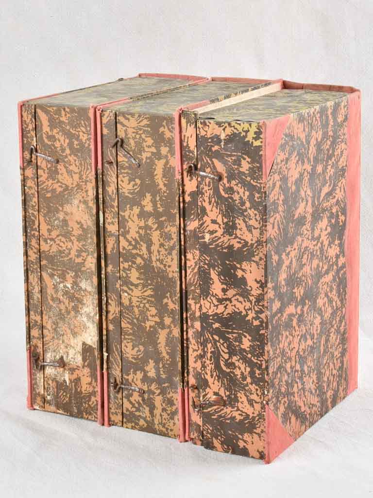 3 large antique notary's secret storage boxes - books 15¼"