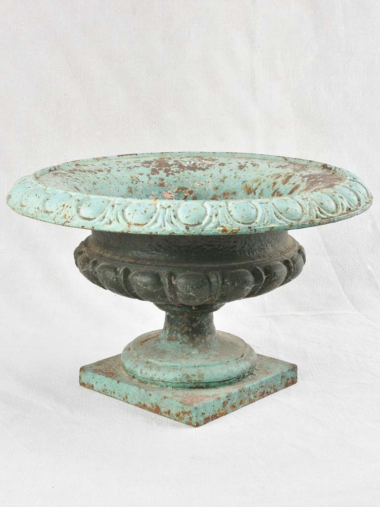 Antique Medici garden urn with green patina 16½"