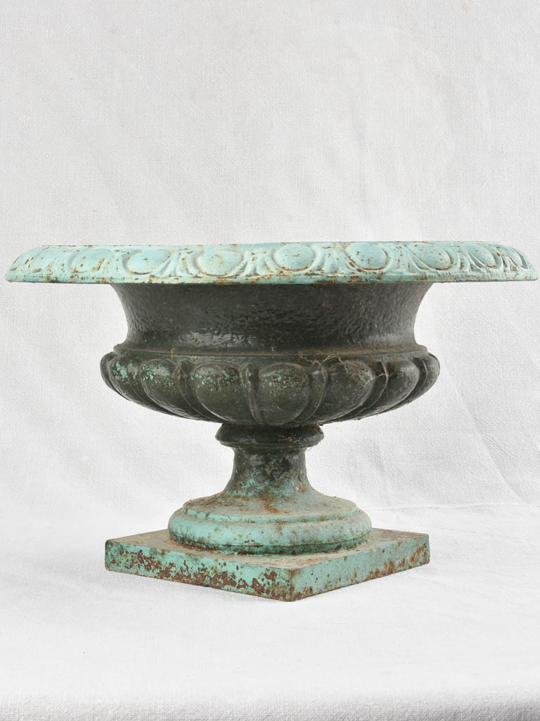 Antique Medici garden urn with green patina 16½"