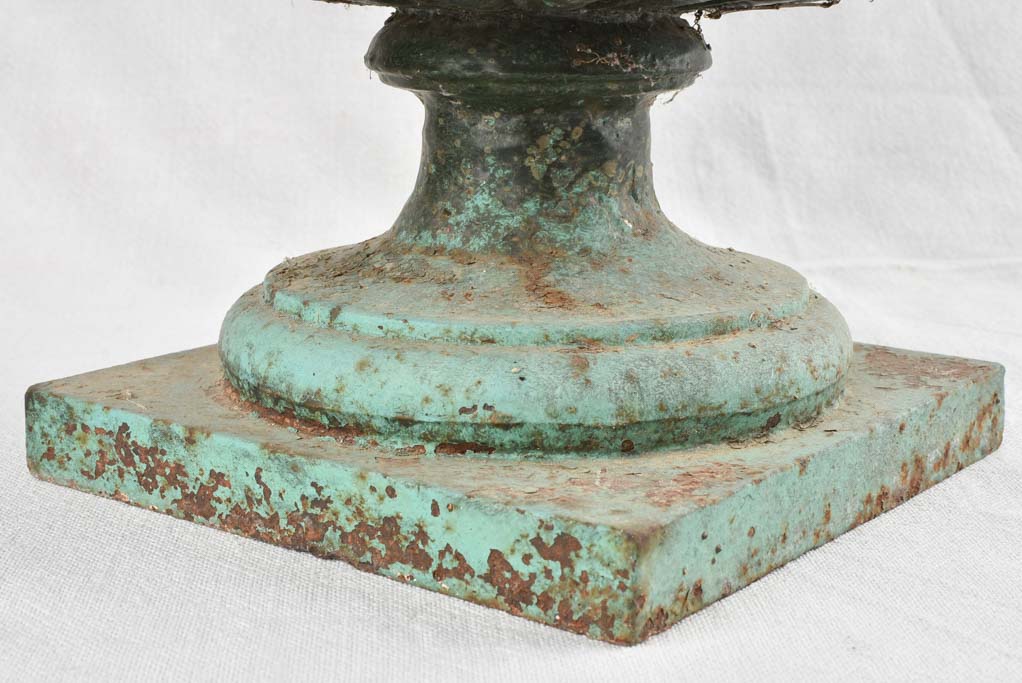 Antique Medici garden urn with green patina 16½"