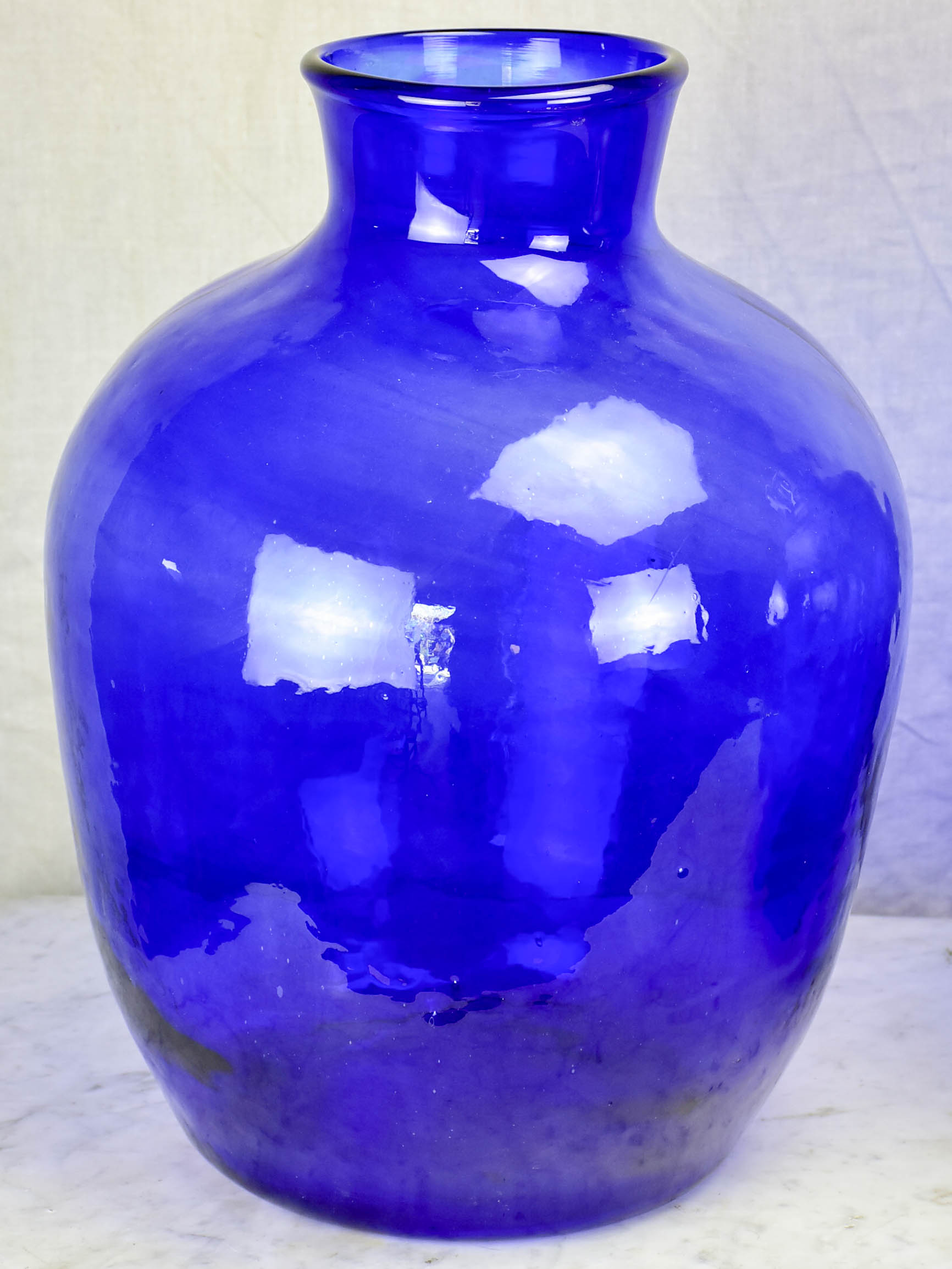 Pair of very large cobalt blue glass vases