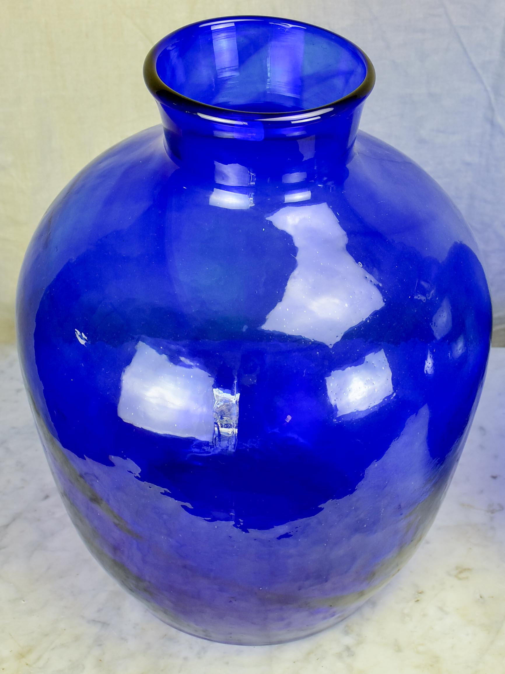 Pair of very large cobalt blue glass vases