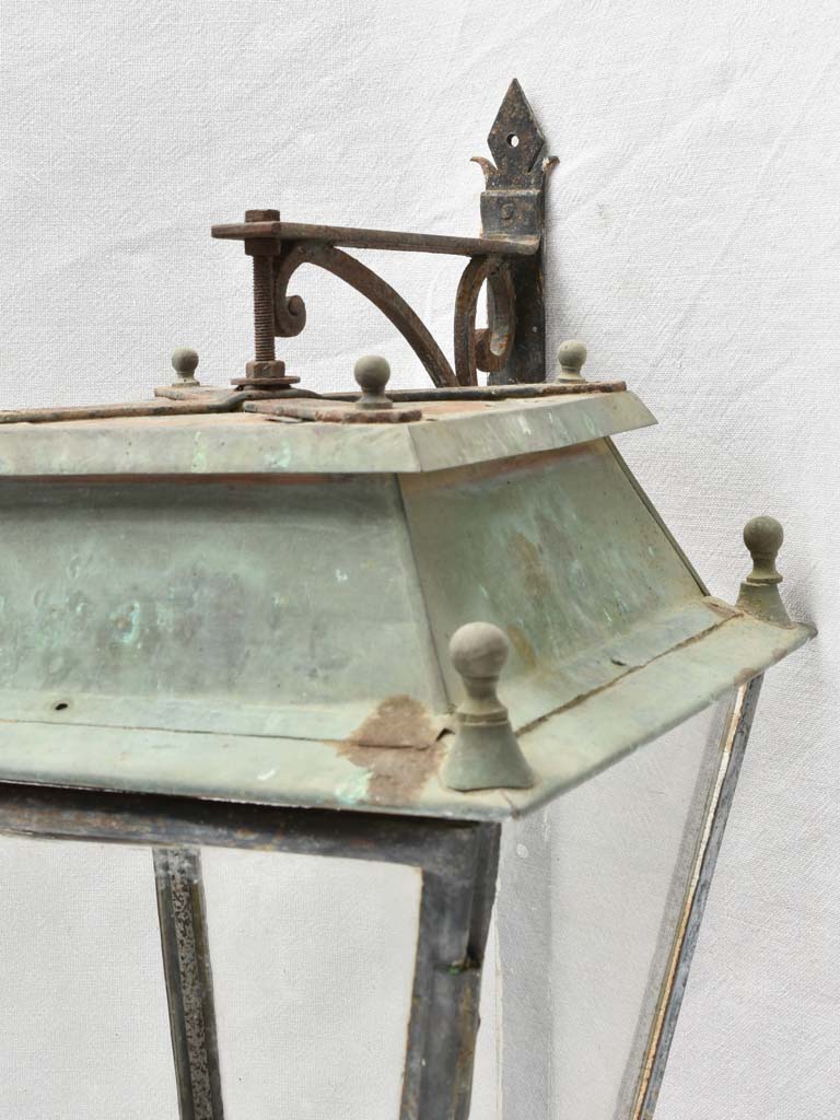 Large antique wall lantern with bracket 27¼"