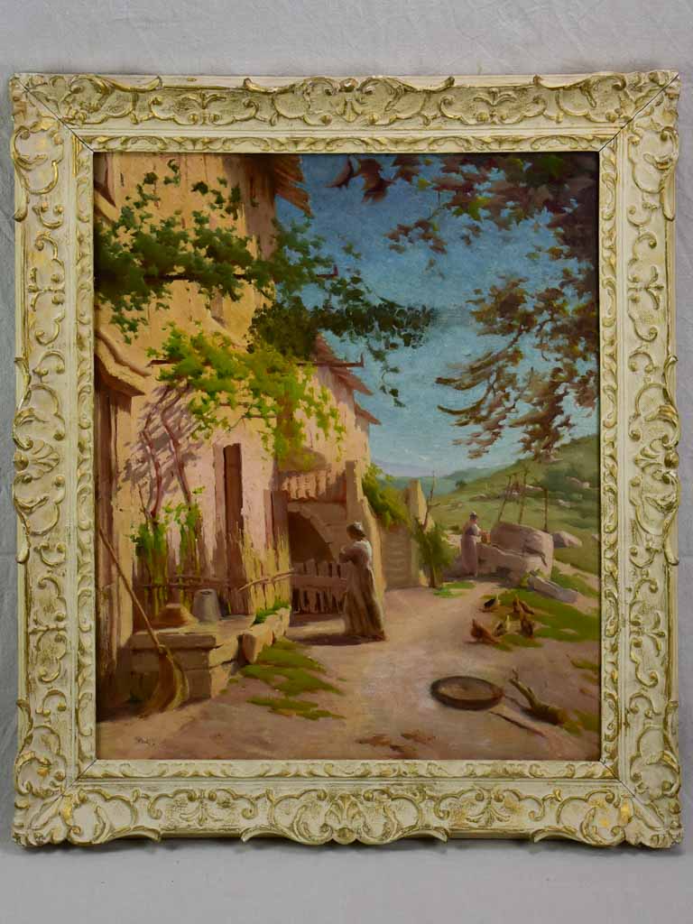 19th Century Scene of a village in Provence - oil on canvas - anonymous 32¼" x 37¾"