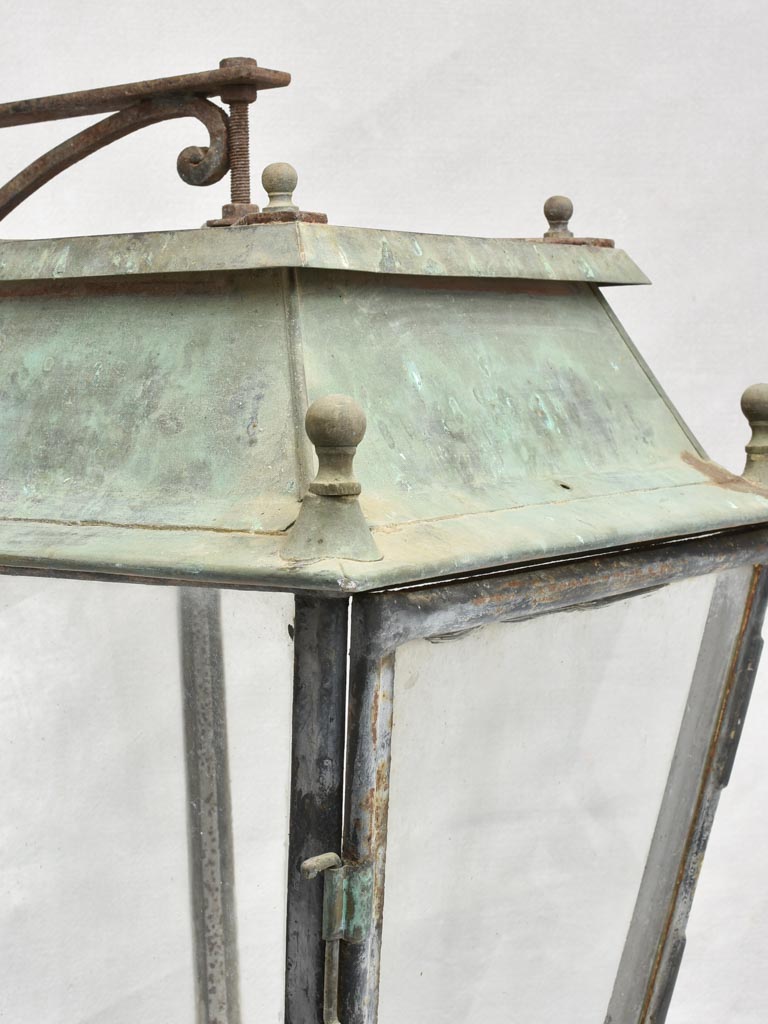 Large antique wall lantern with bracket 27¼"