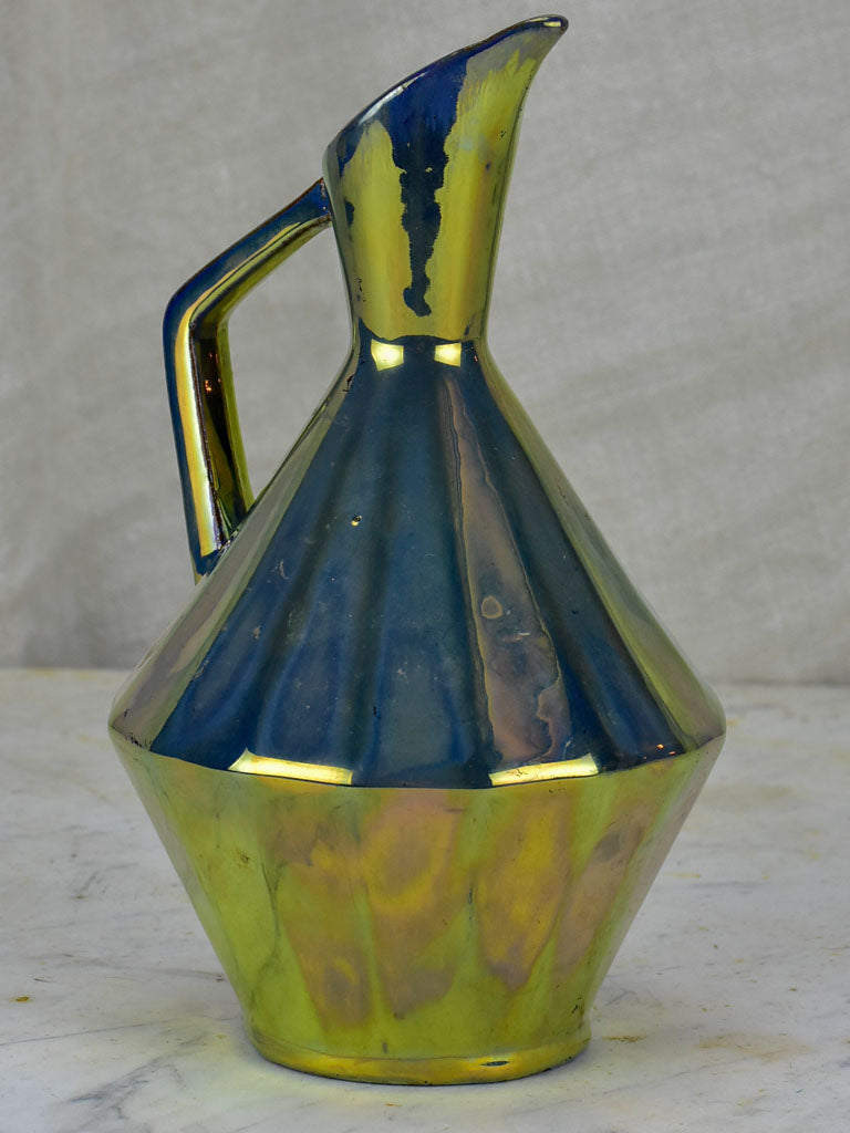 Mid century metallic glazed ceramic pitcher