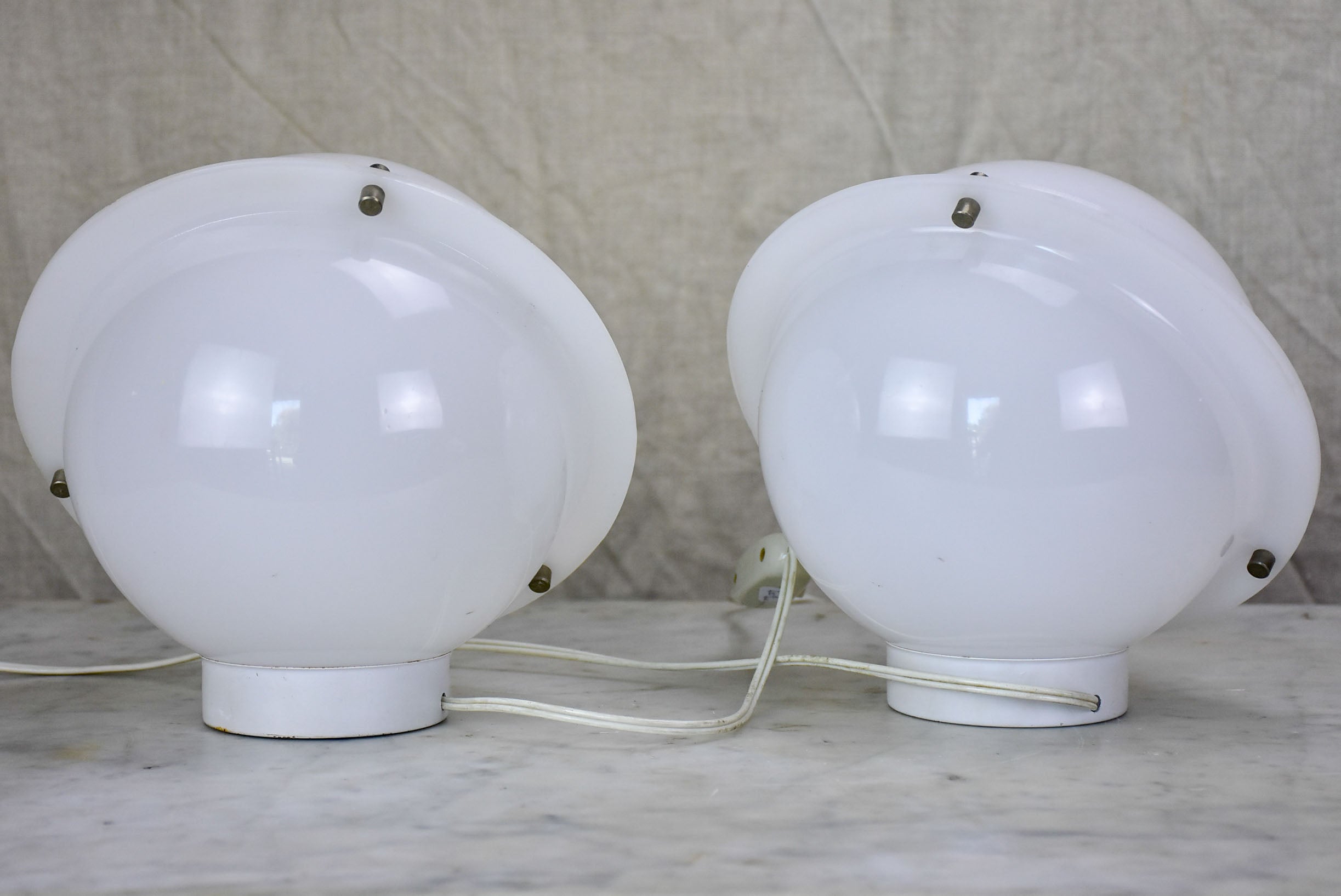 Pair of 1970's French opaque perspex table lamps