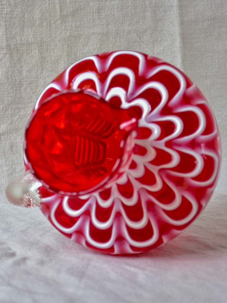 Vintage red and white Bohemian glass vase