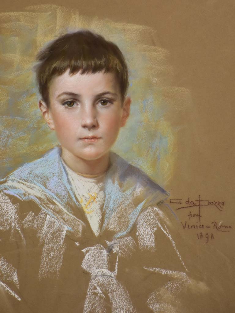 Preparatory portrait of an English boy in Venice - Giuseppe Da Pozzo, (1844–1919) 31½ x 38½""