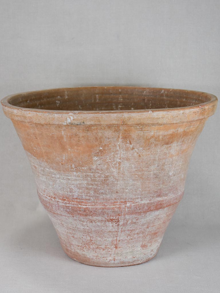 Large terracotta pot with whitewash patina 15"