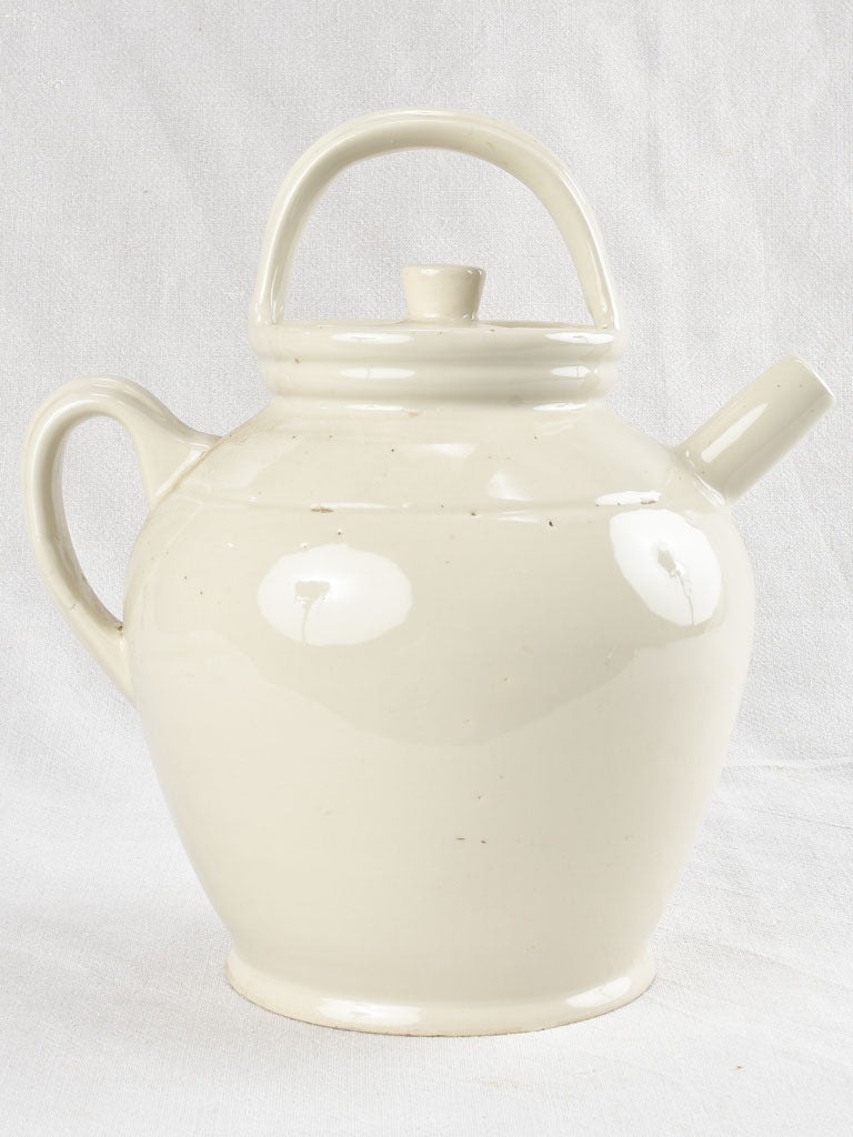 Large white water pitcher with lid 13"