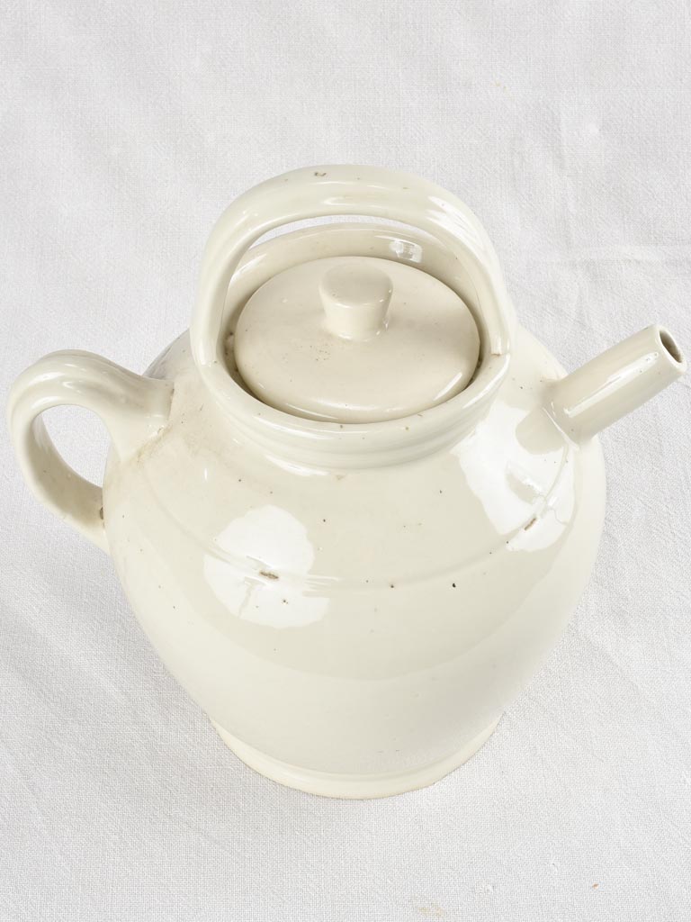 Large white water pitcher with lid 13"