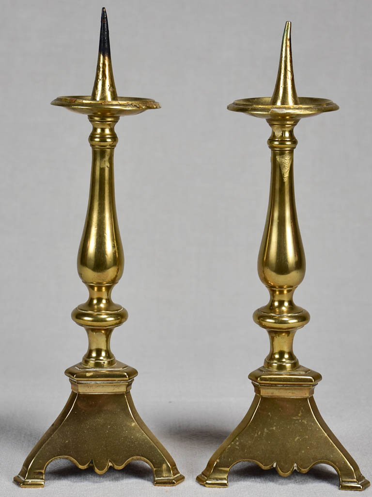 Pair of weighty brass candlesticks 11"