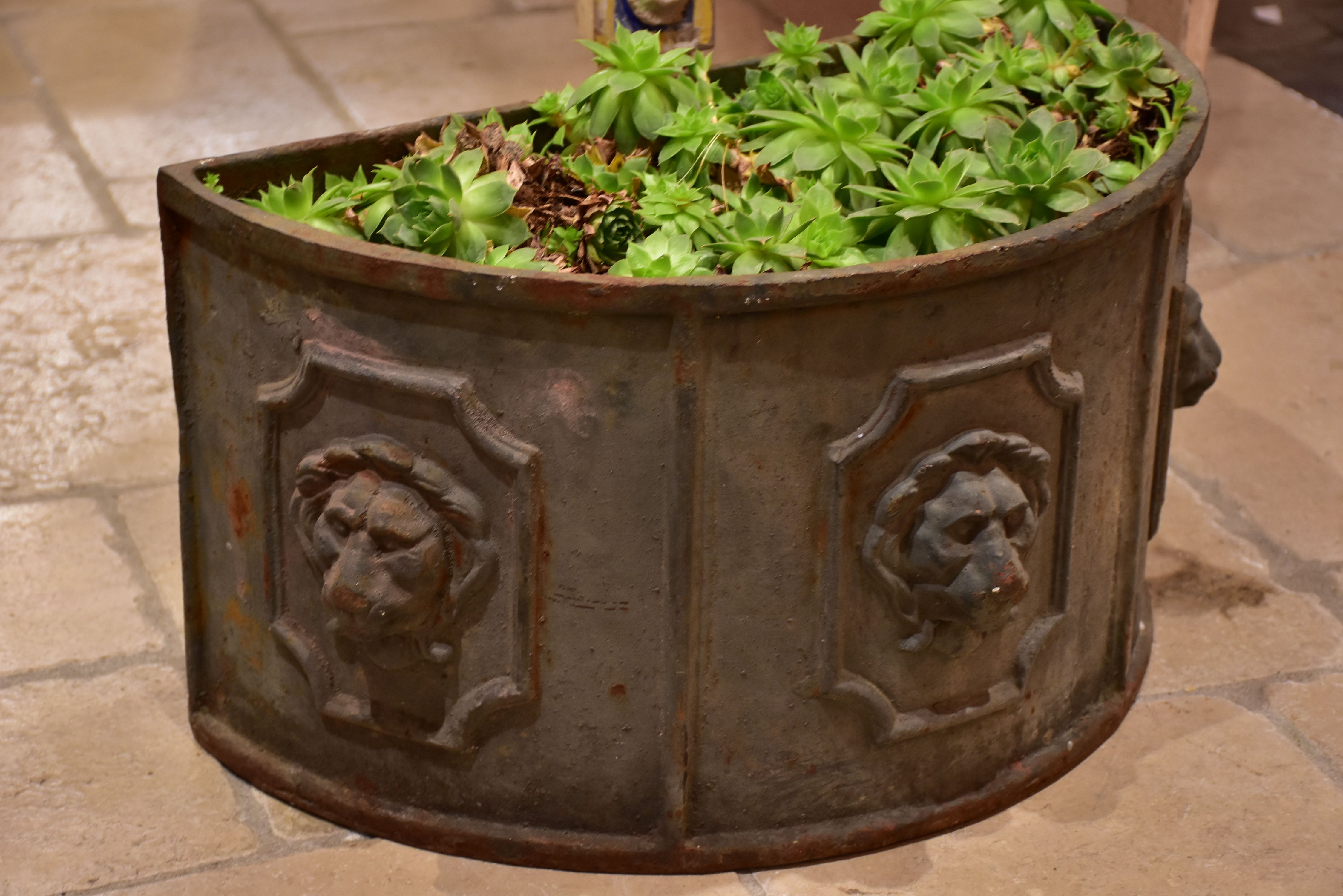 Pair of 19th century French lions head planters