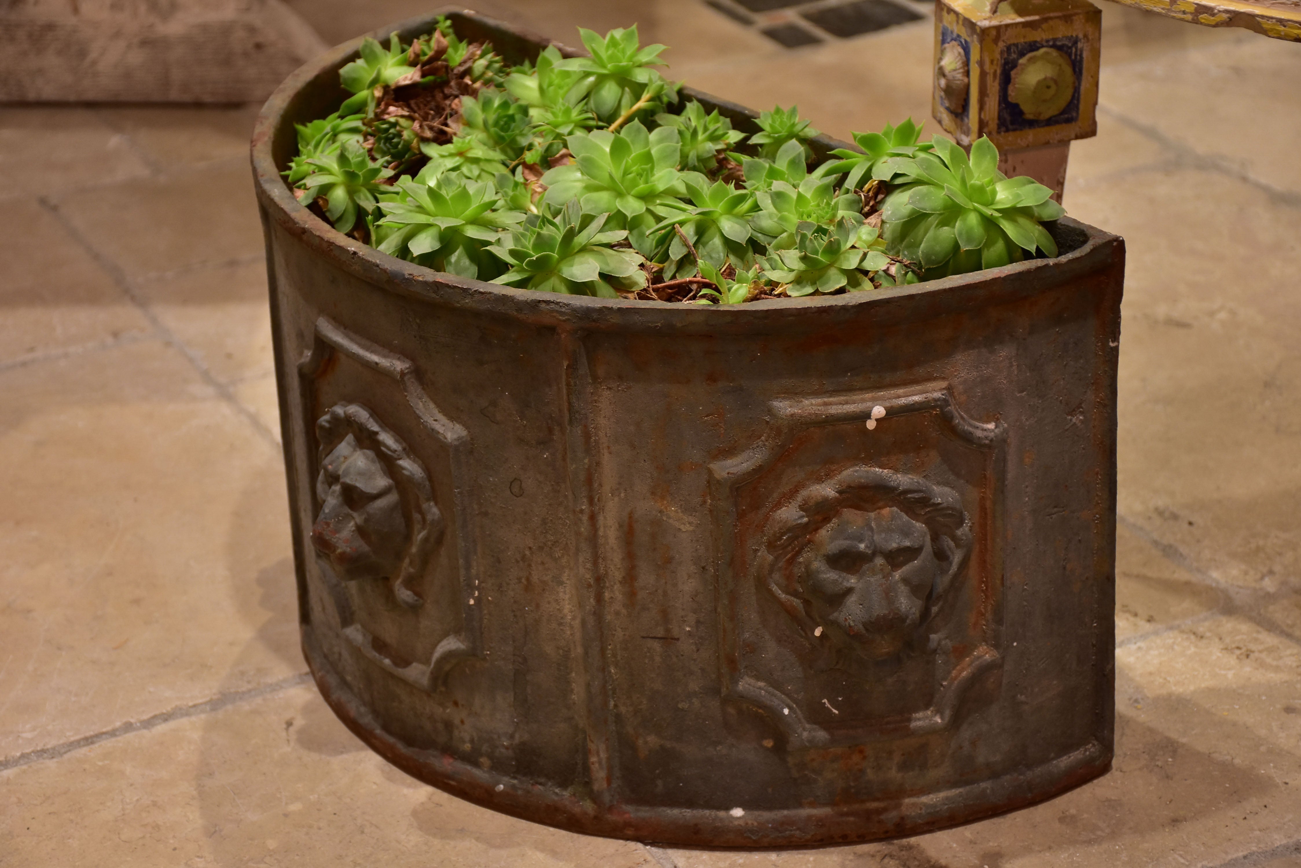 Pair of 19th century French lions head planters