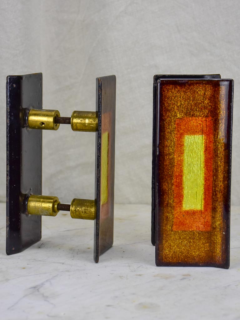 Pair of enameled copper door handles by Studio Del Campo 1960's