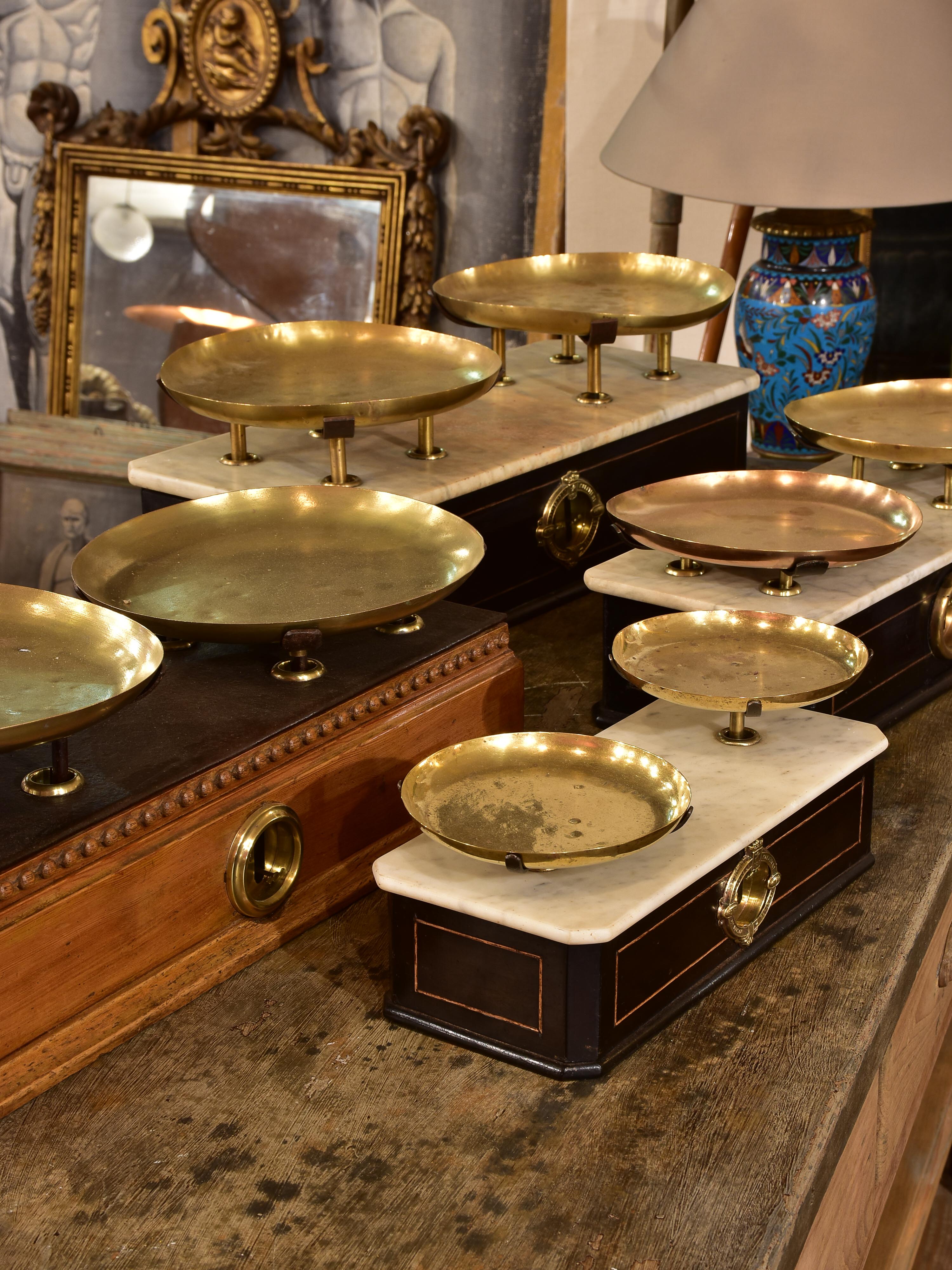 Collection of four antique French merchant's scales