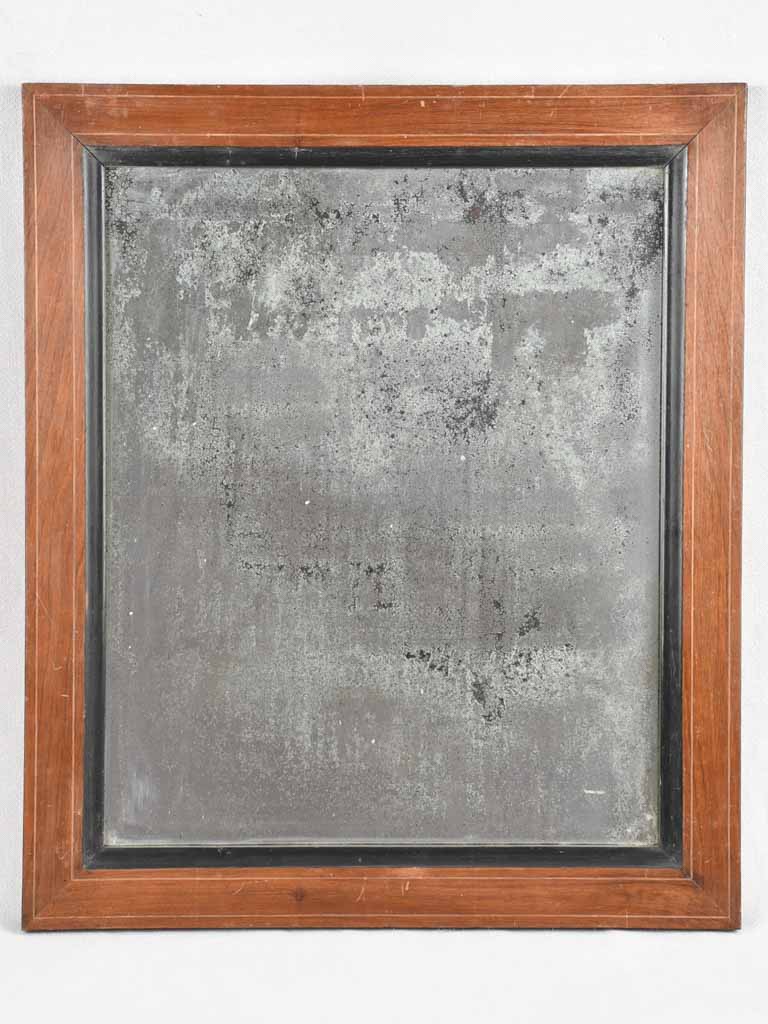 Rustic 19th century wooden mirror with aged glass 29½" x 24¾"