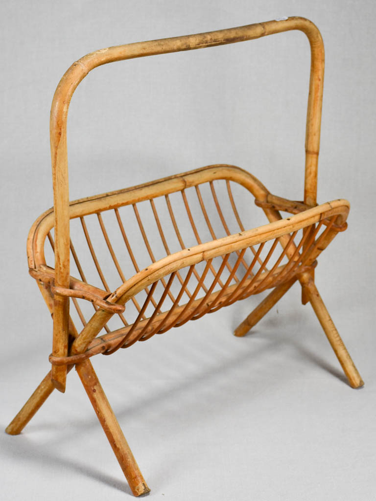 Magazine stand, rattan, vintage (1960s)