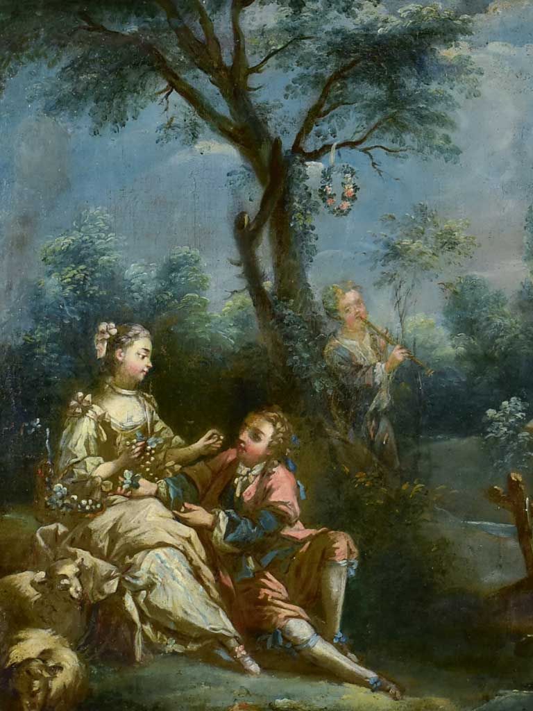 18th Century Louis XVI Romantic oil on canvas from a trumeau mirror - anonymous 28¼" x 31"