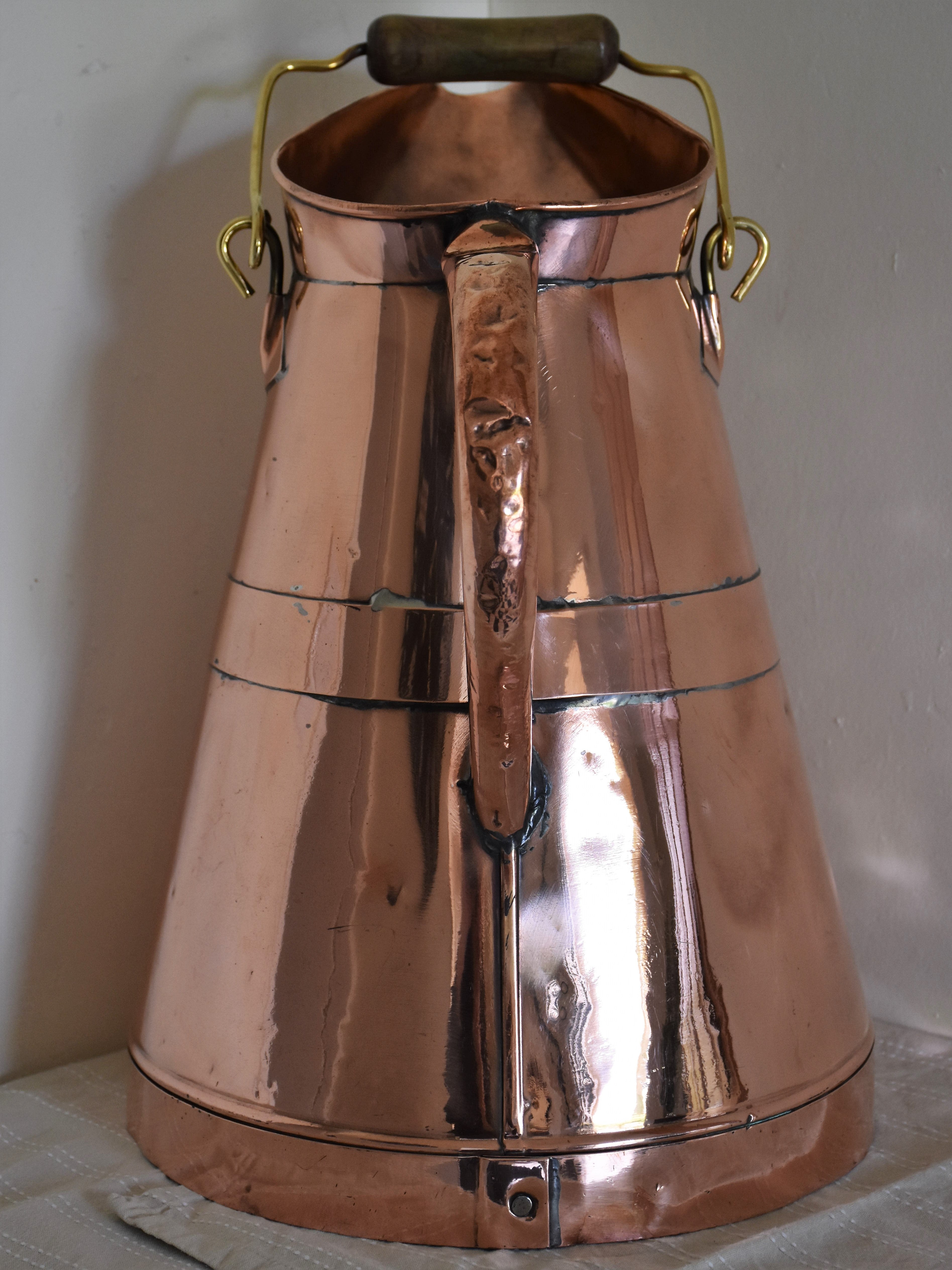 Antique French copper wine maker's pitcher