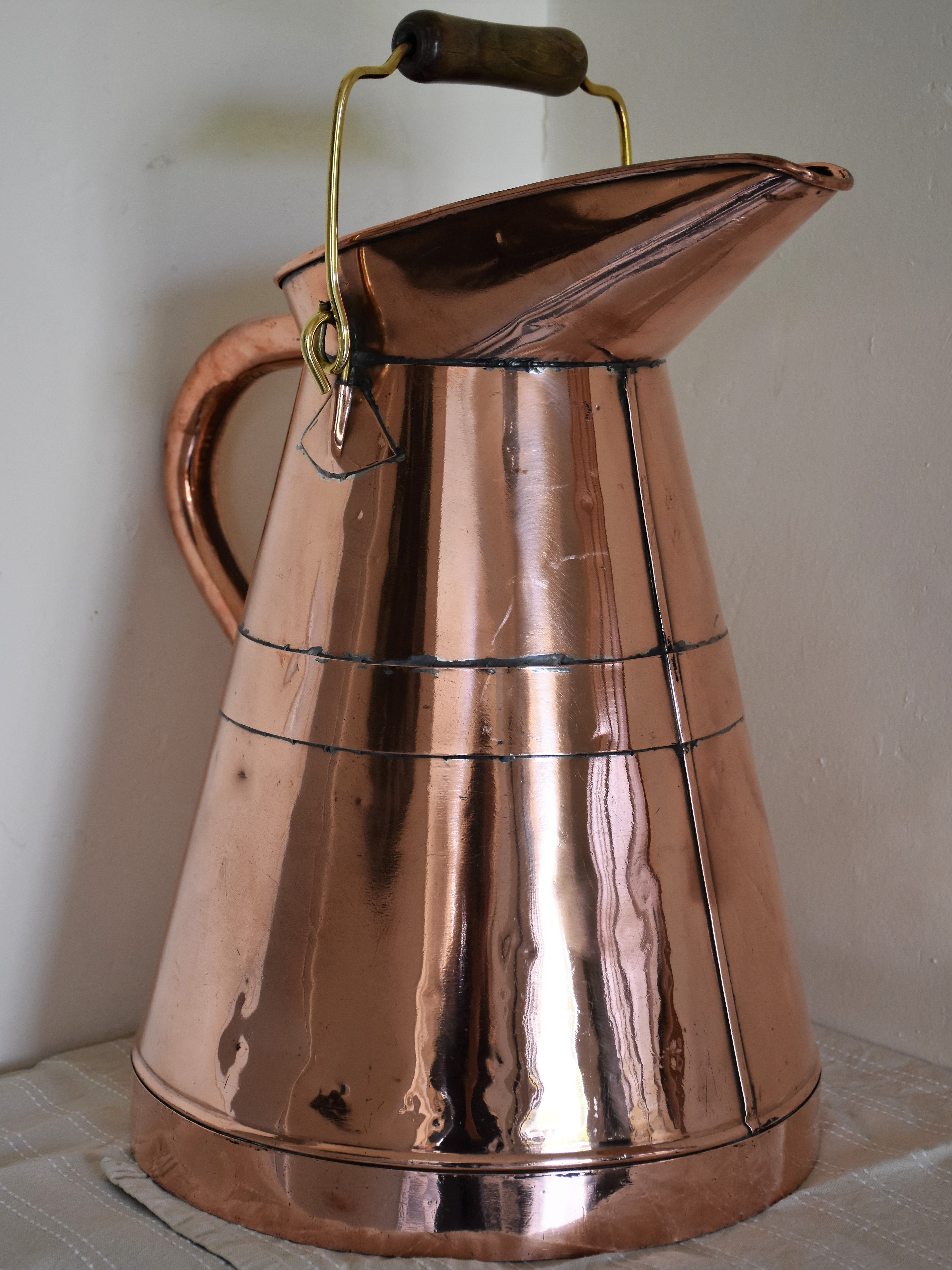 Antique French copper wine maker's pitcher