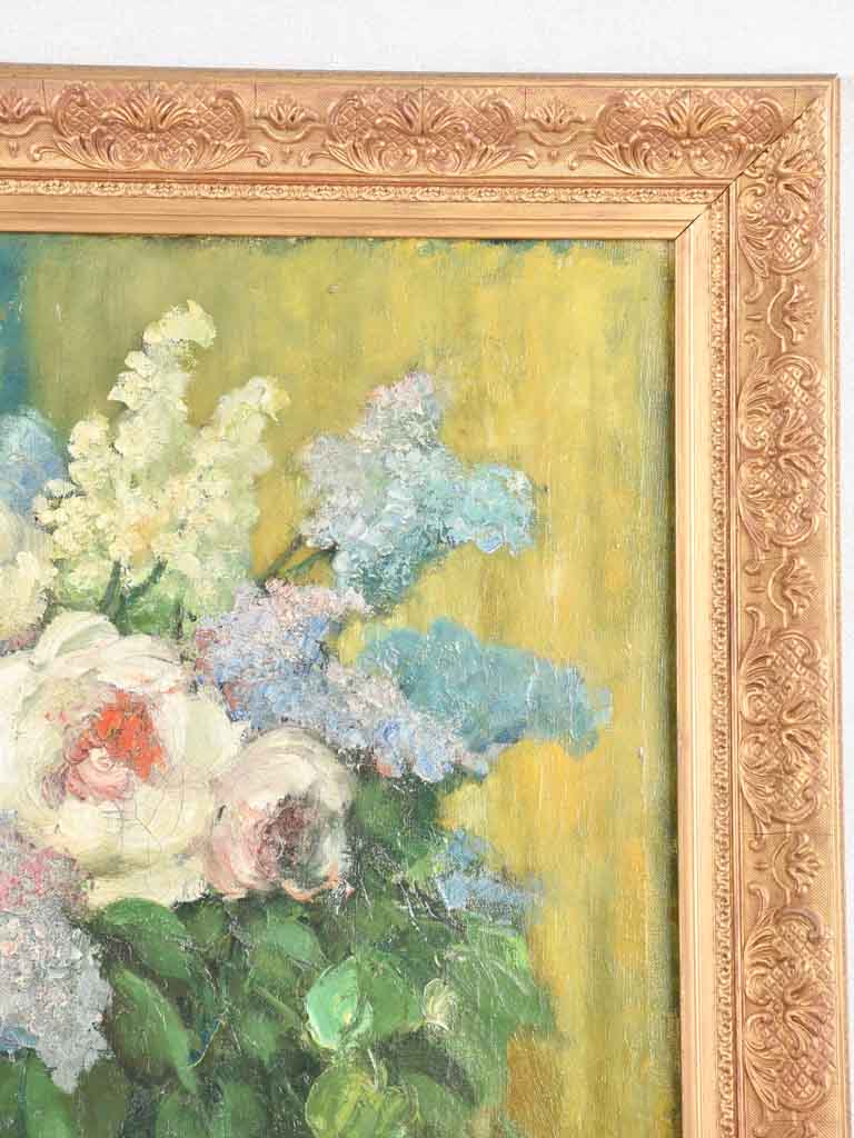 Antique floral still life - oil on canvas, Via Martin (1879-1967) - 28¾ x 34¼"