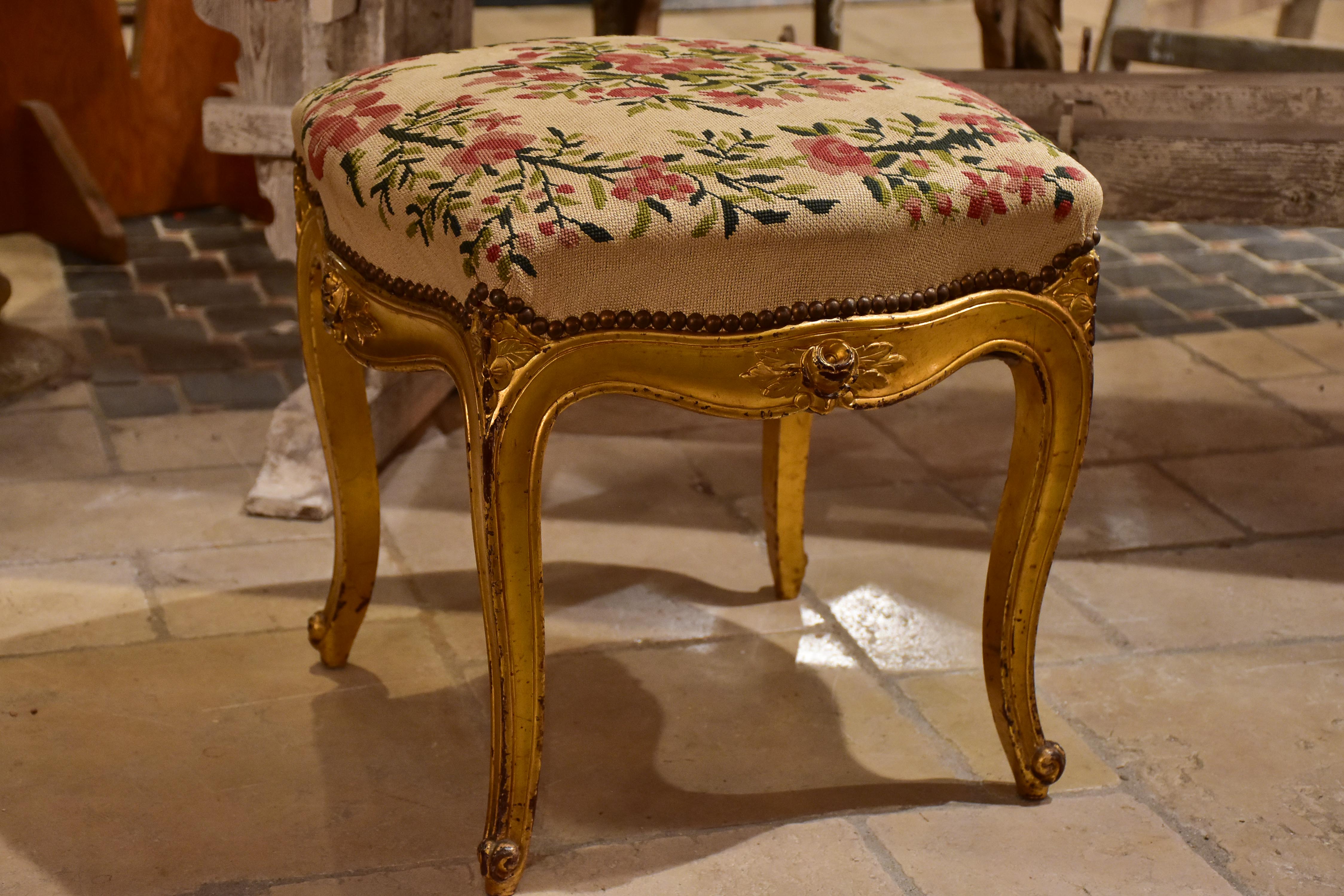 Antique Louis XV style stool - gilded