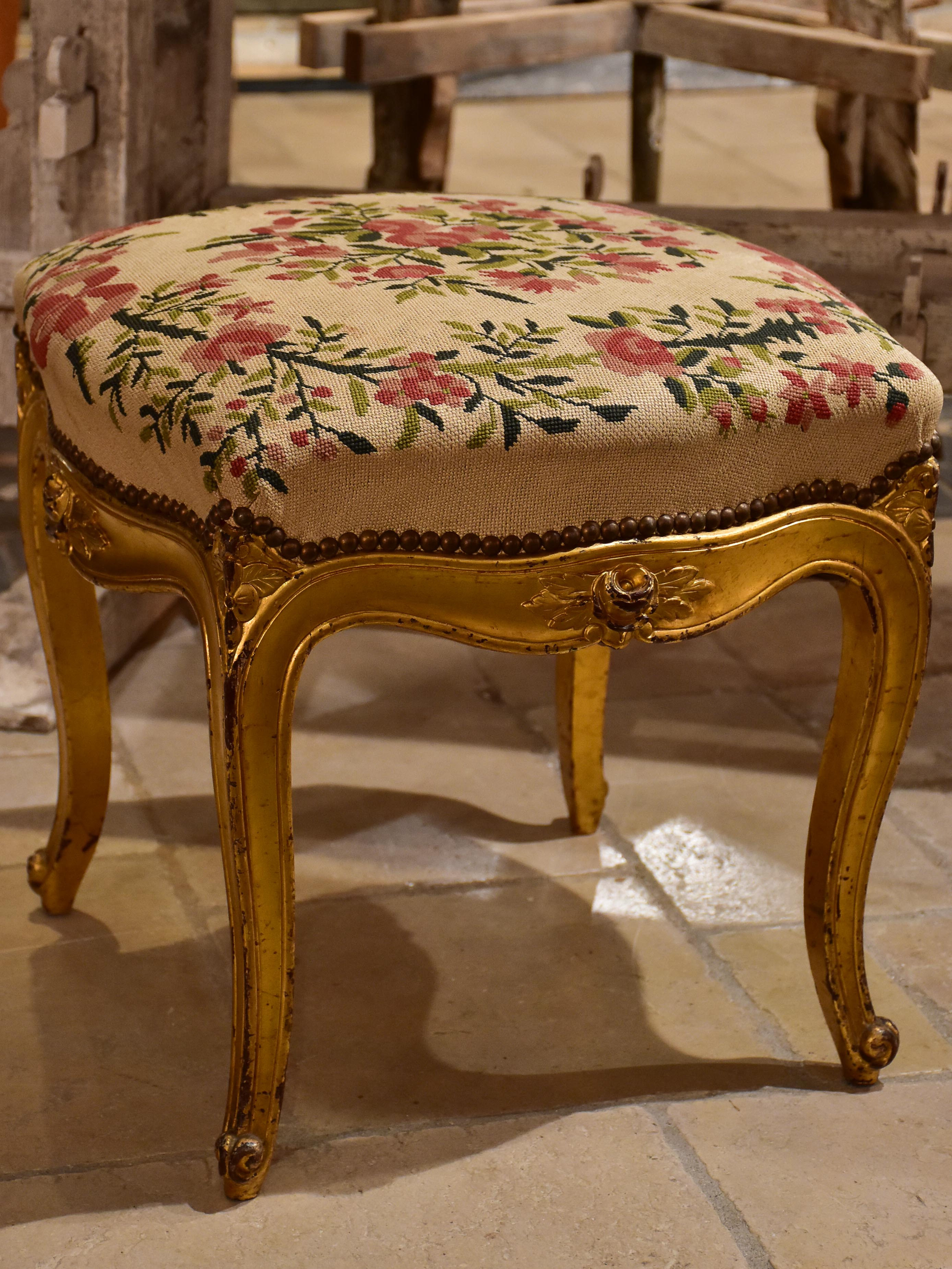 Antique Louis XV style stool - gilded