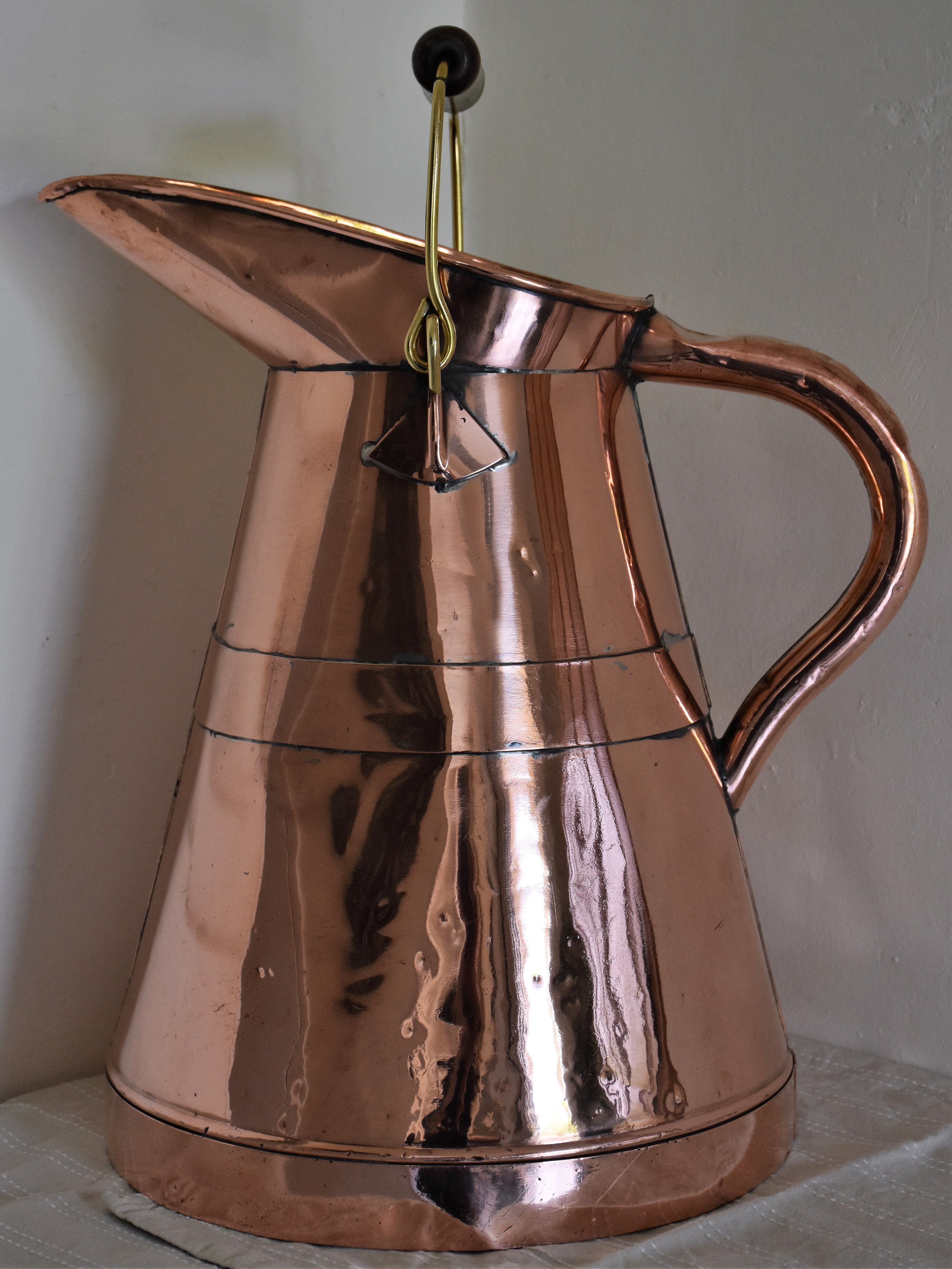 Antique French copper wine maker's pitcher