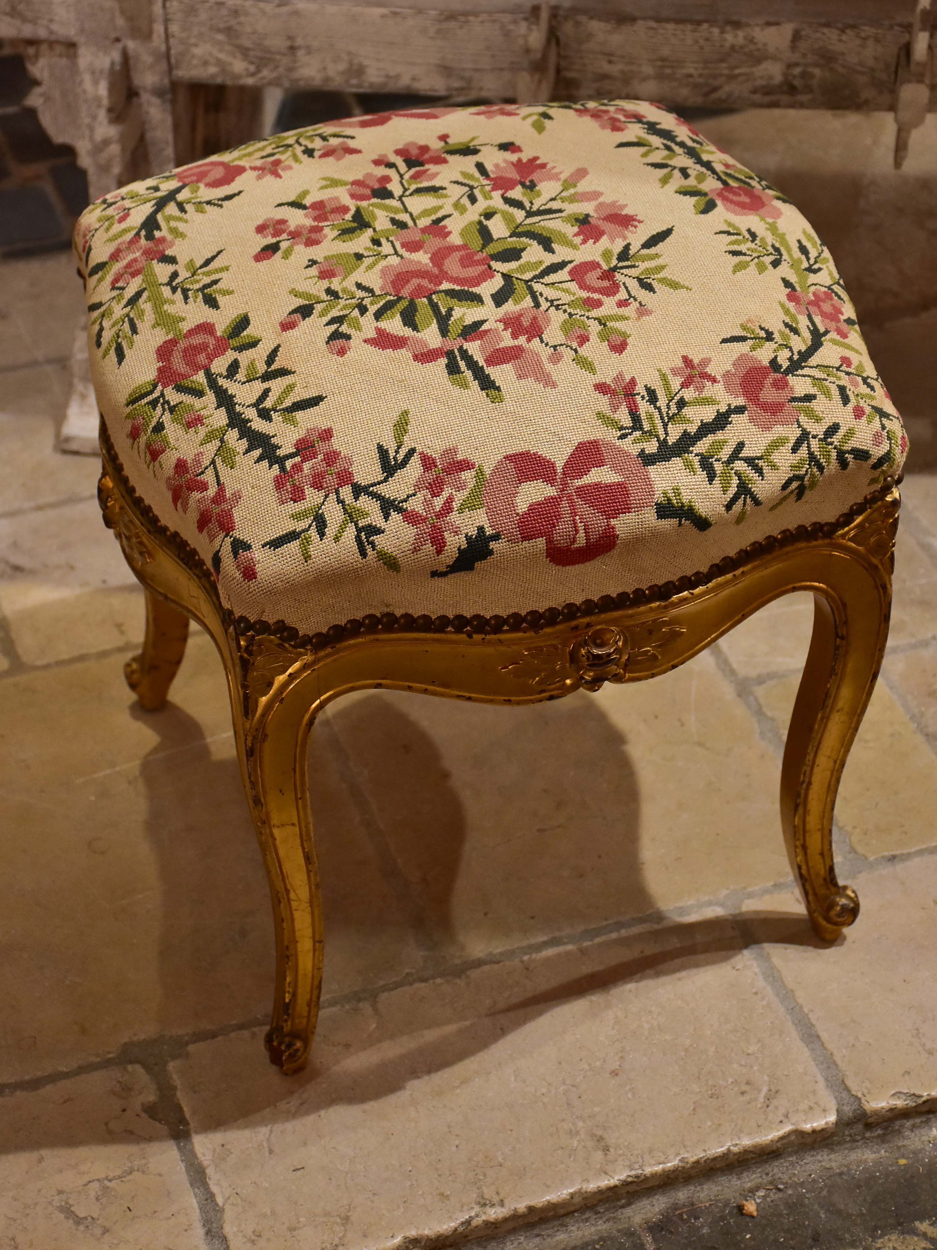 Antique Louis XV style stool - gilded