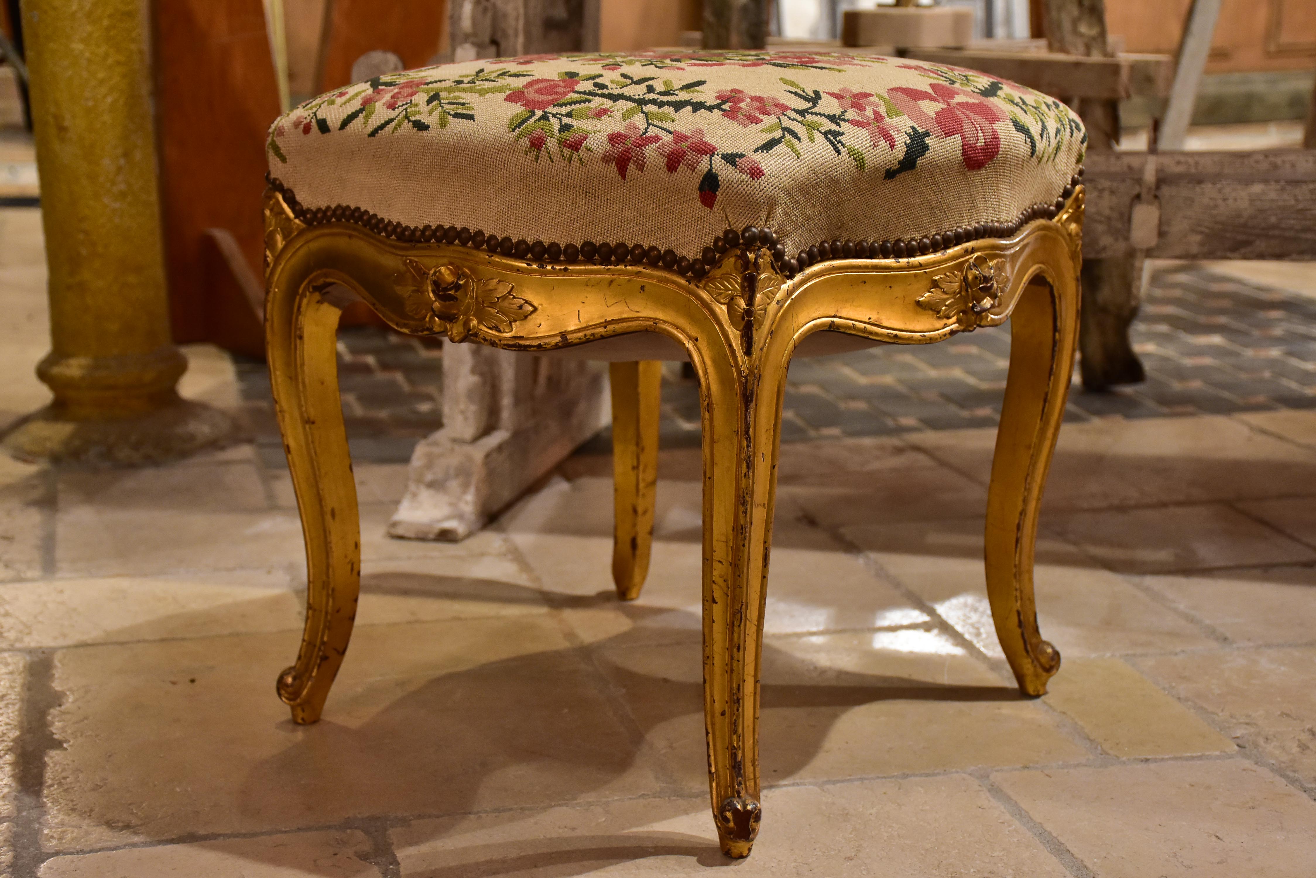 Antique Louis XV style stool - gilded